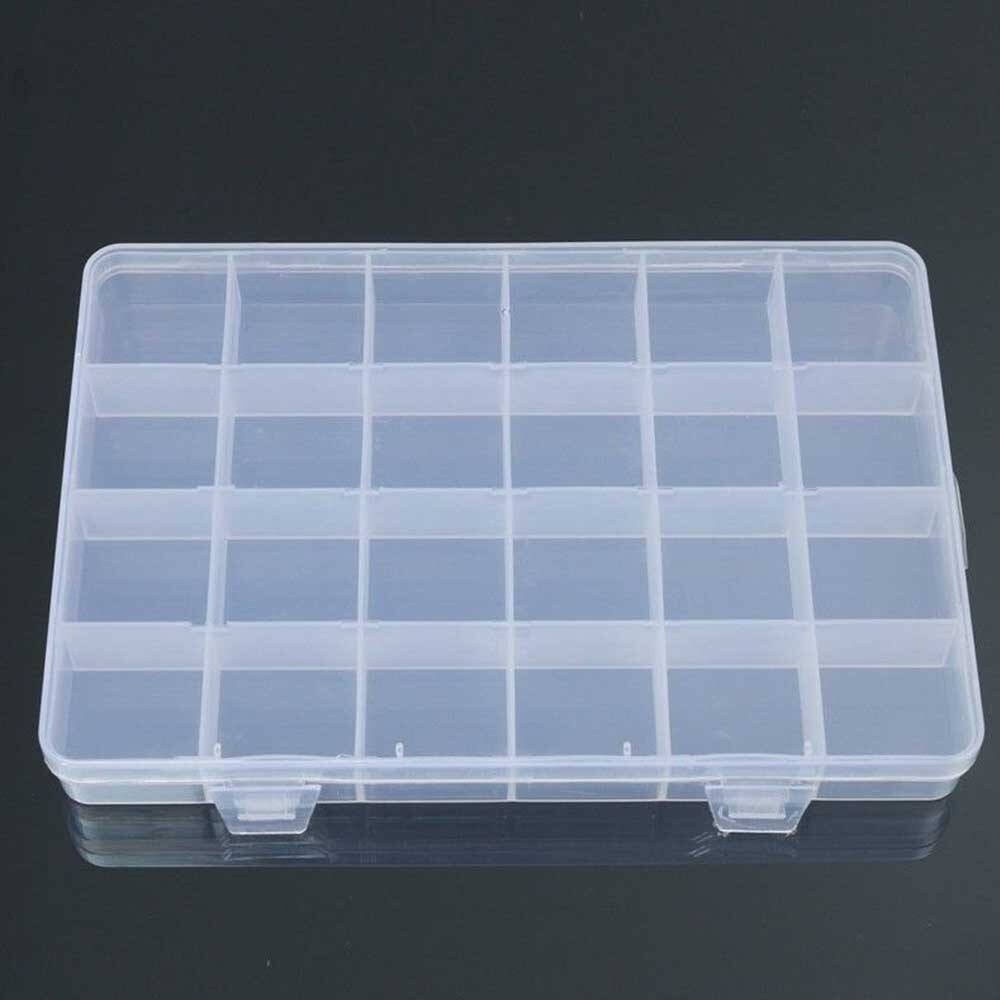 2Pcs 24 Grid Plastic Compartments For Jewelry Bead Organizer Storage Box Case US
