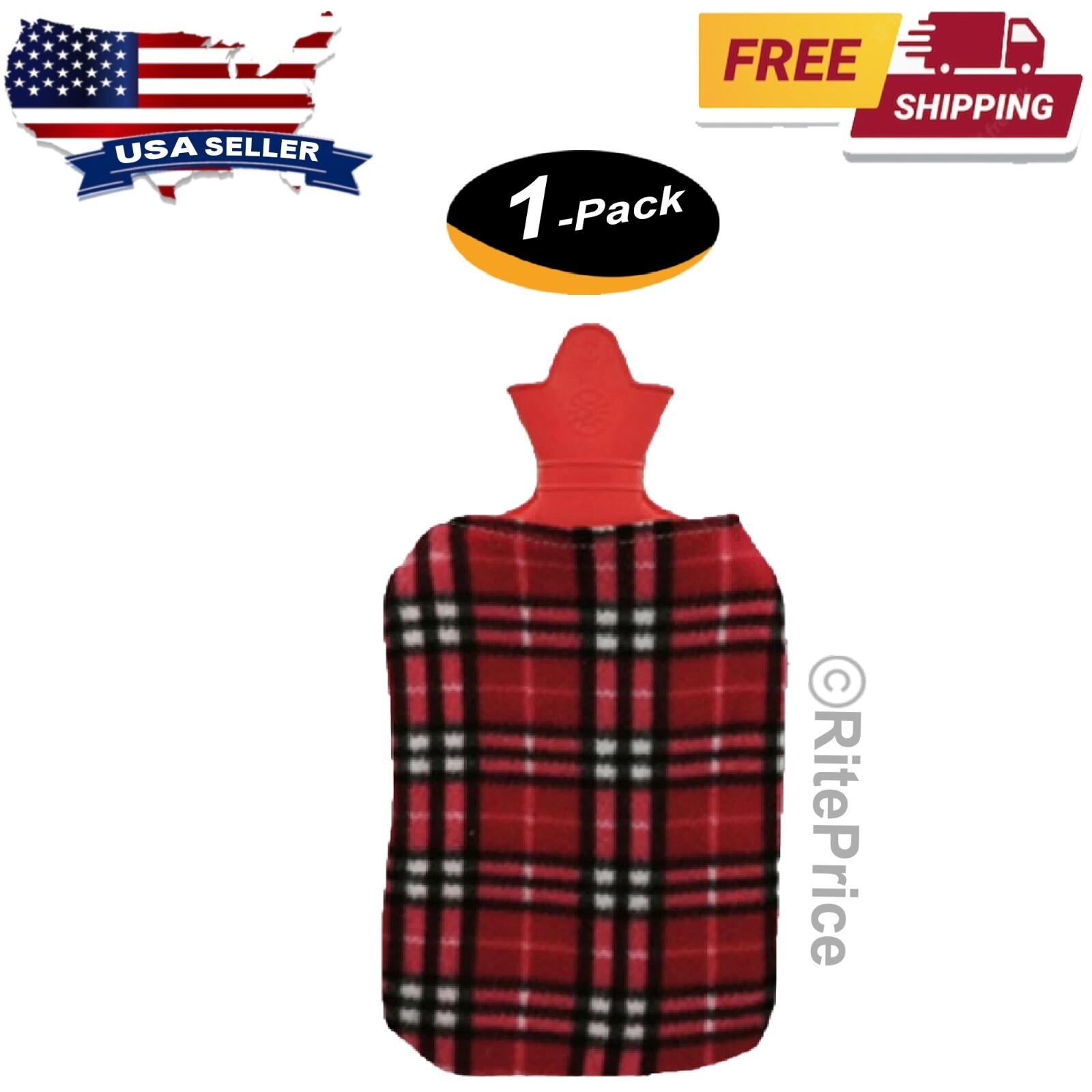 2000ml Hot Water Bottle with Plush Cover Rubber Bag For Pain Relief Warm Therapy