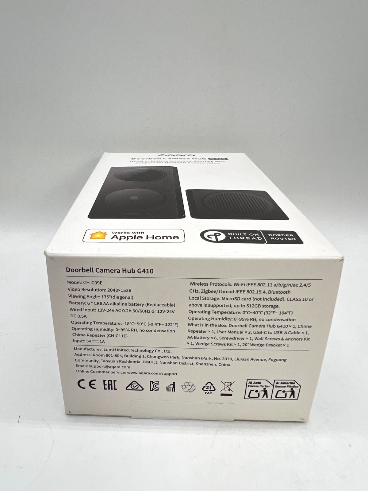 NEW Aqara Video Doorbell Camera Hub G410 with Chime Repeater Model: CH-C09E