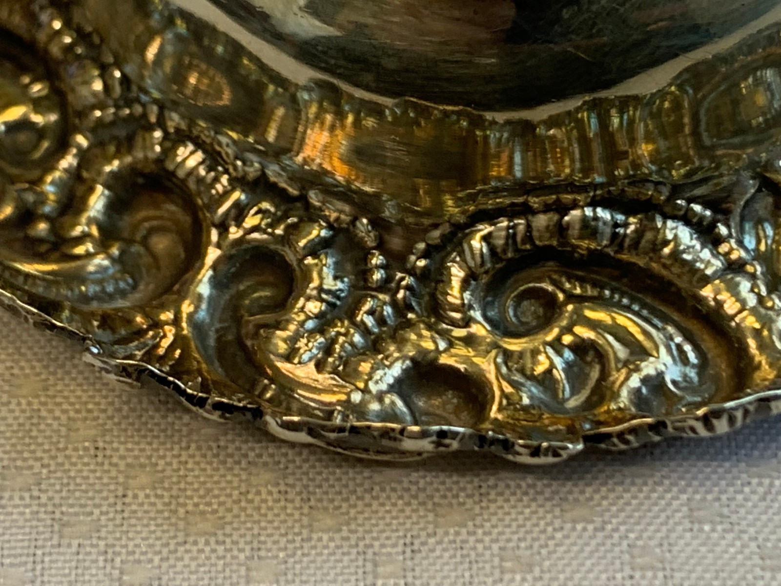 Antique Sterling Silver Condiment Dish Master Salt Cellar 37.03g Floral Repousse