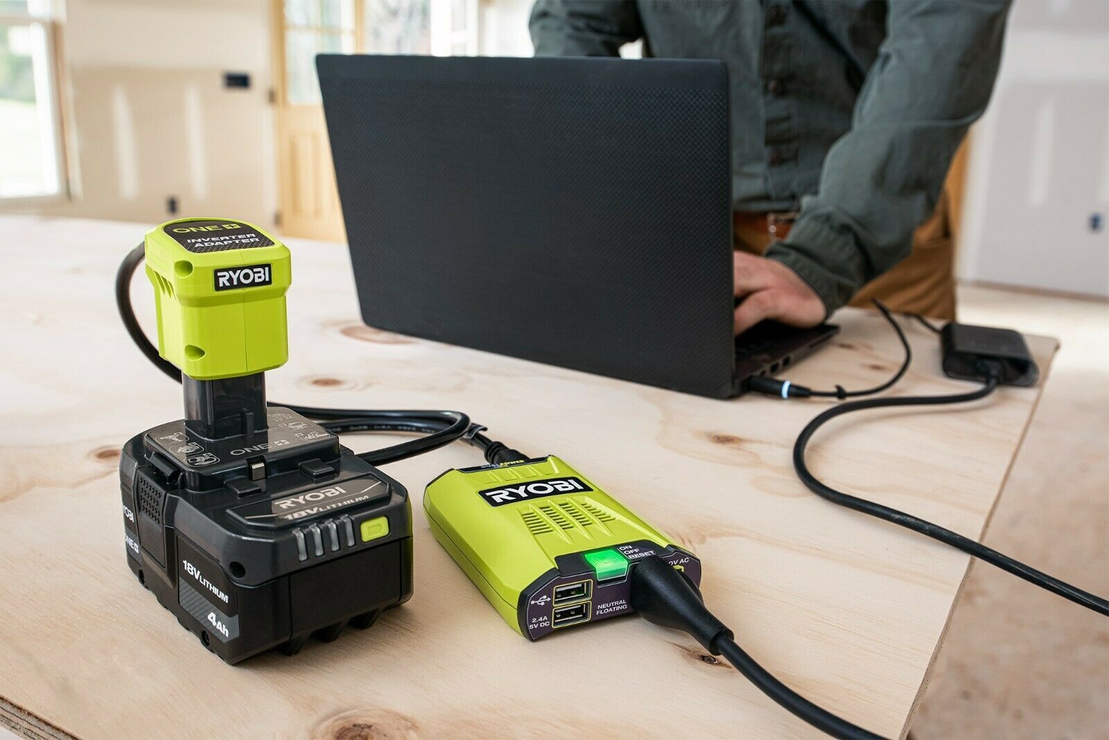 NEW RYOBI 18V 120-Watt 12V Automotive Power Inverter with Dual USB Ports RYi120A