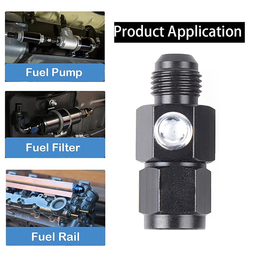2Pcs Fuel Pressure Fitting 6AN Male to Female + 1/8 NPT Gauge Port Hose Adapter