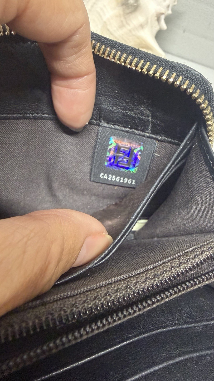 Vintage Classic FENDI ZUCCA Brown/black Trim Continental Zip Around Wallet