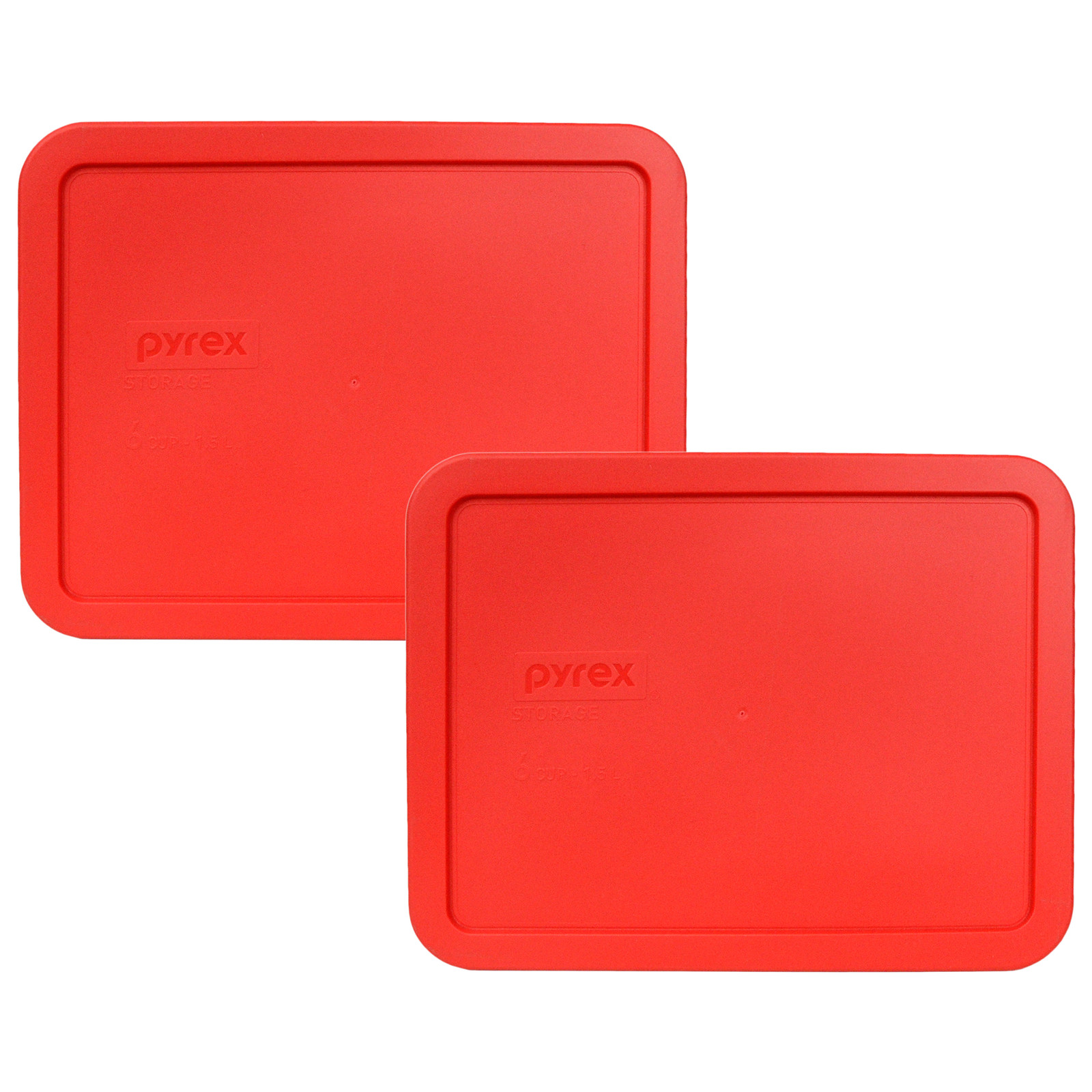 Pyrex 7211-PC Rectangular 6 Cup Red Plastic Storage Lid 2 PK New for Glass Dish