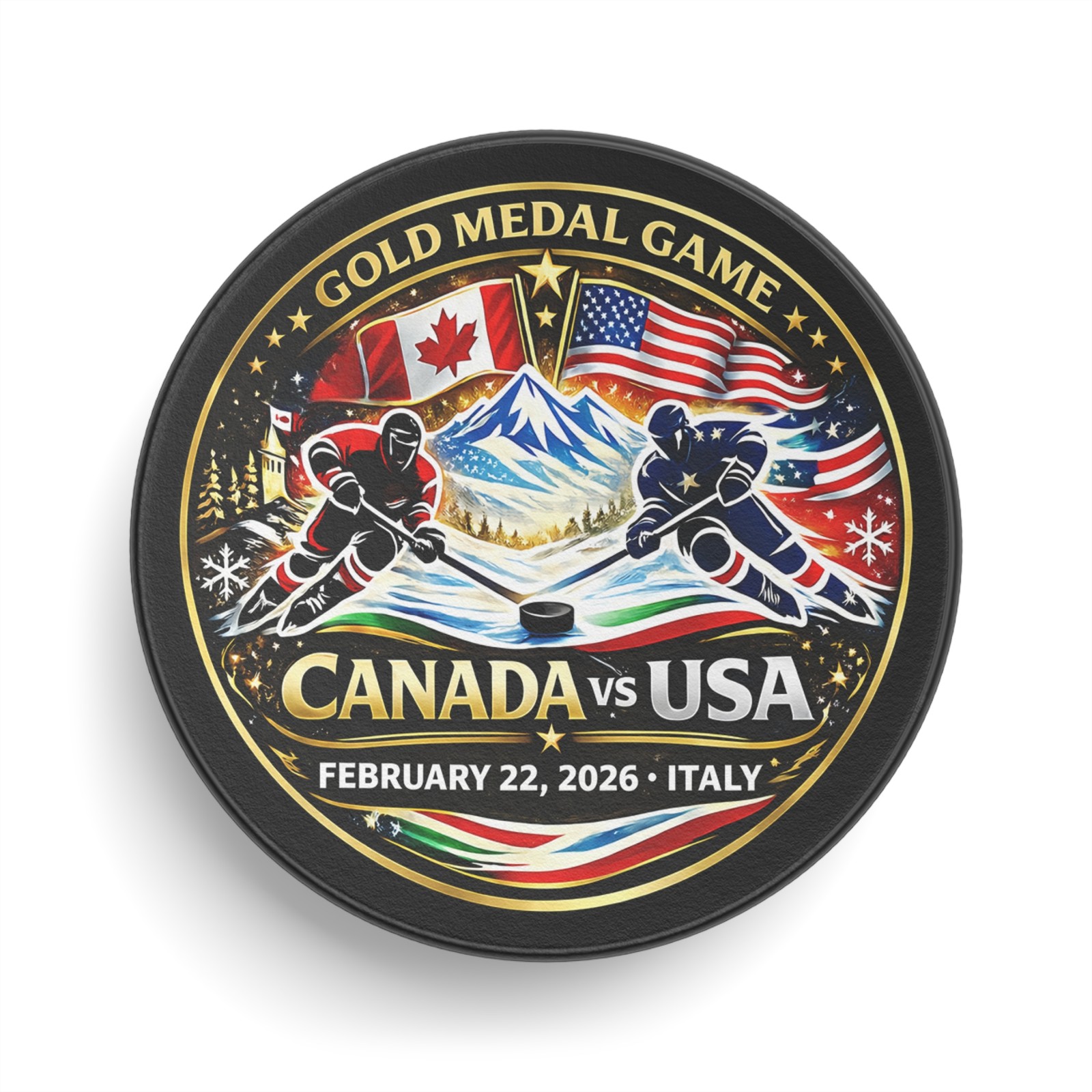 Canada vs USA Hockey Puck | Gold Medal Game February 22, 2026 Olympic Souvenir
