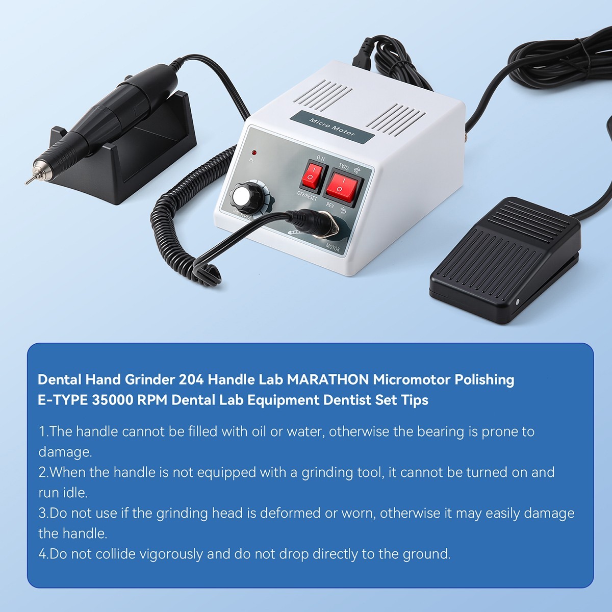 Dental Electric Micromotor Nail Drill 35K RPM Motor Polishing Carving Handpiece