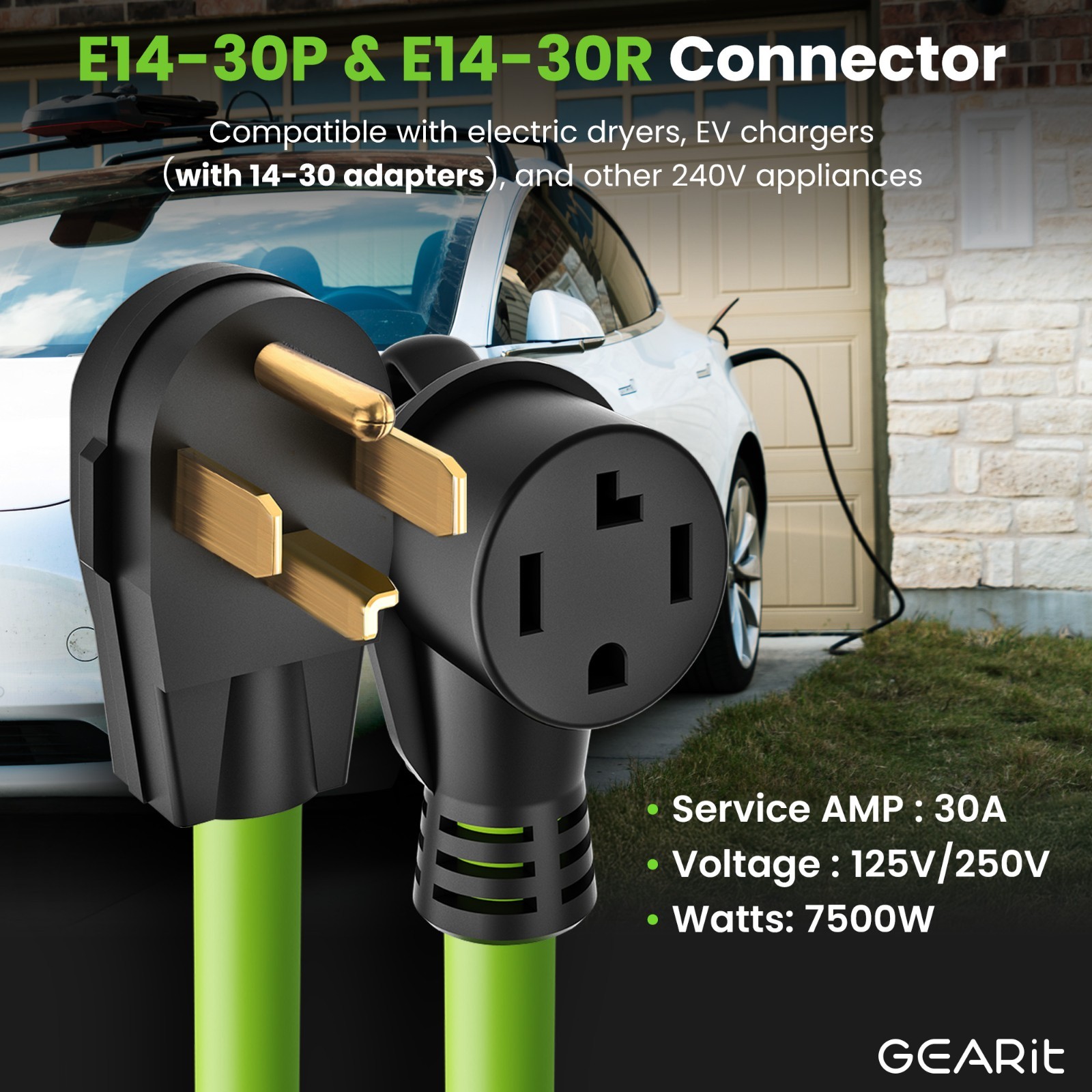 25 ft Dryer Extension Cord 4-Prong NEMA 14-30P to 14-30R Dryer Cord 30A