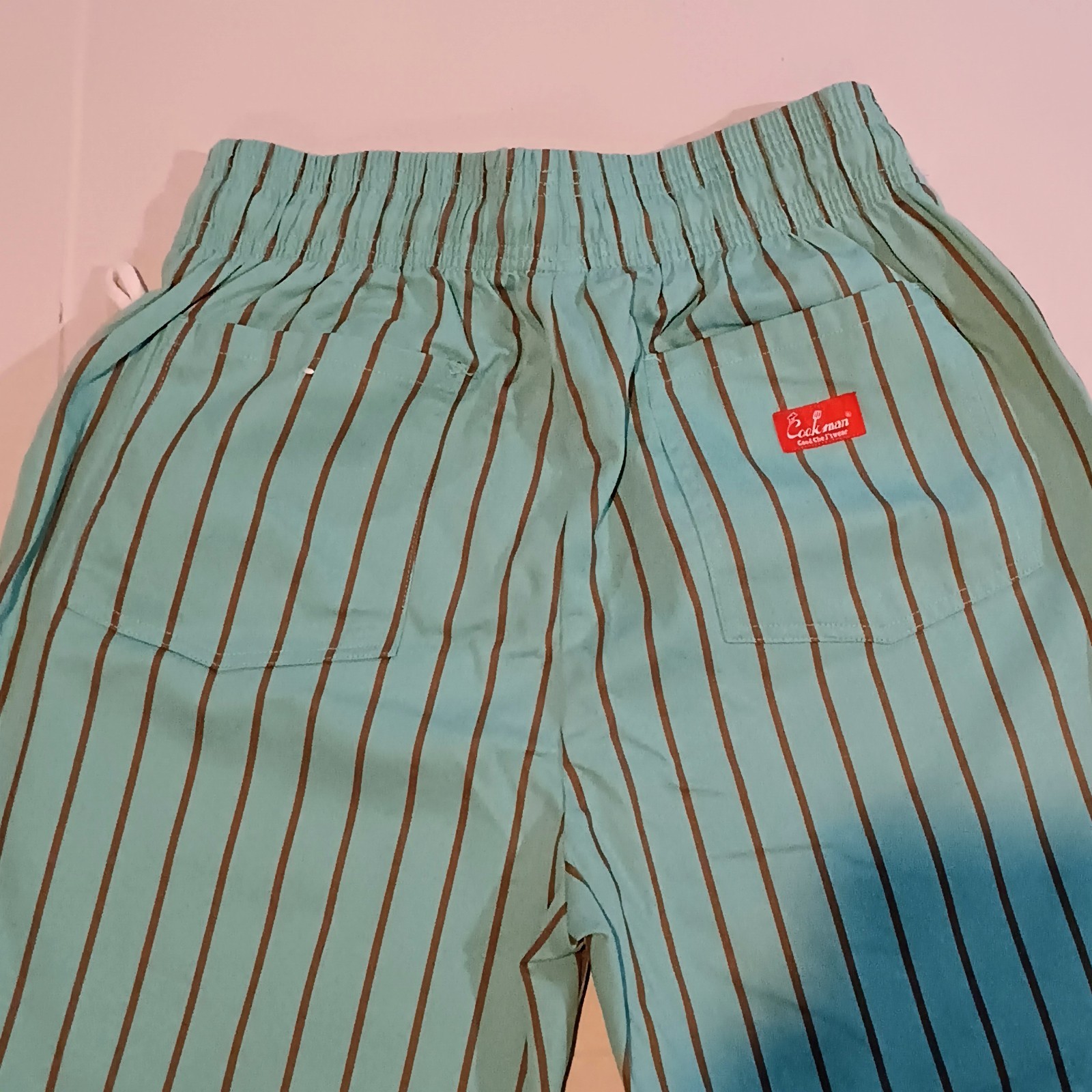 Cookman Mint Chocolate Striped Chef Pants-Large-Unisex-Pockets-String Loop