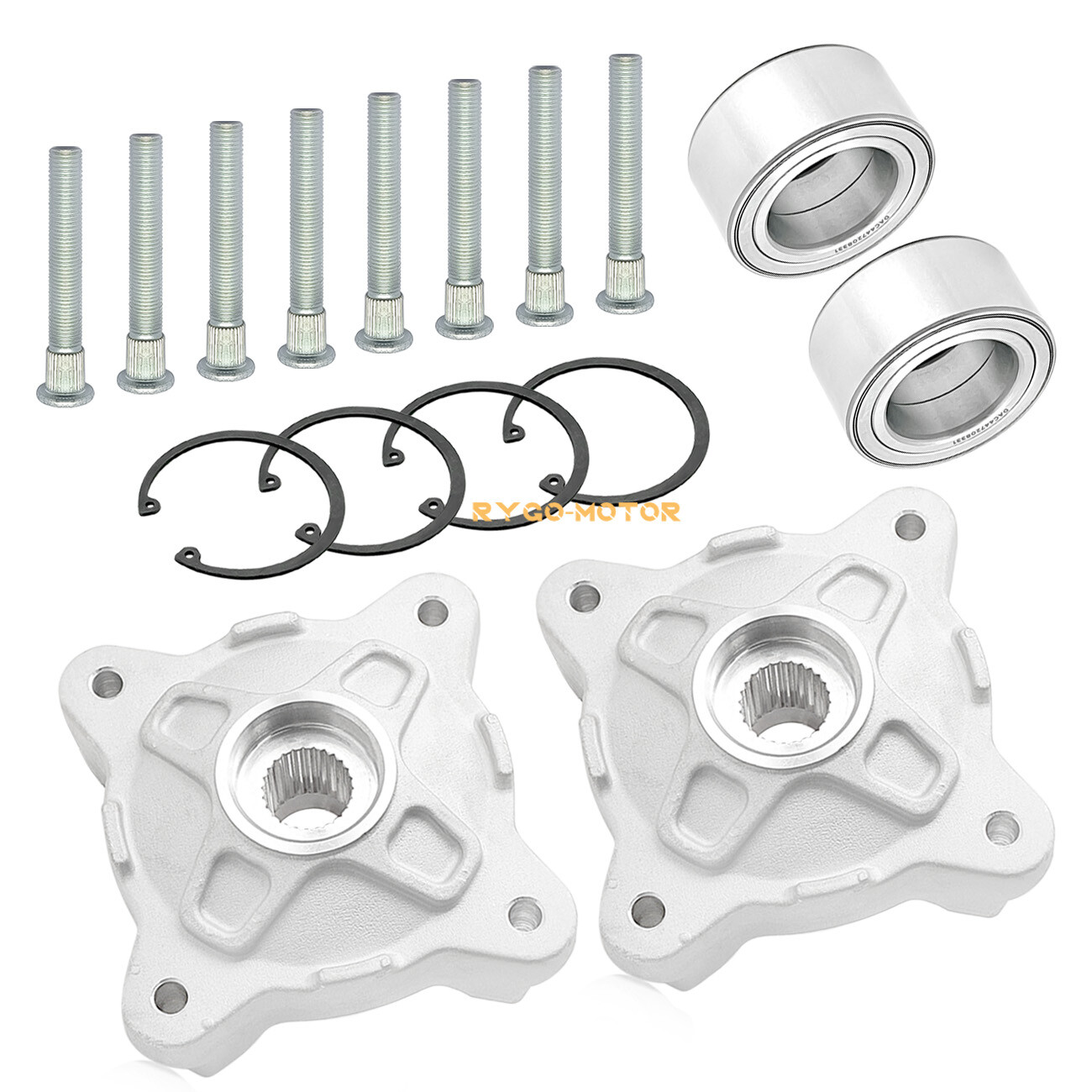 Front Wheel Hubs & Bearings & Studs Kits for Polaris RZR 800 RZR S 800 2008-2014