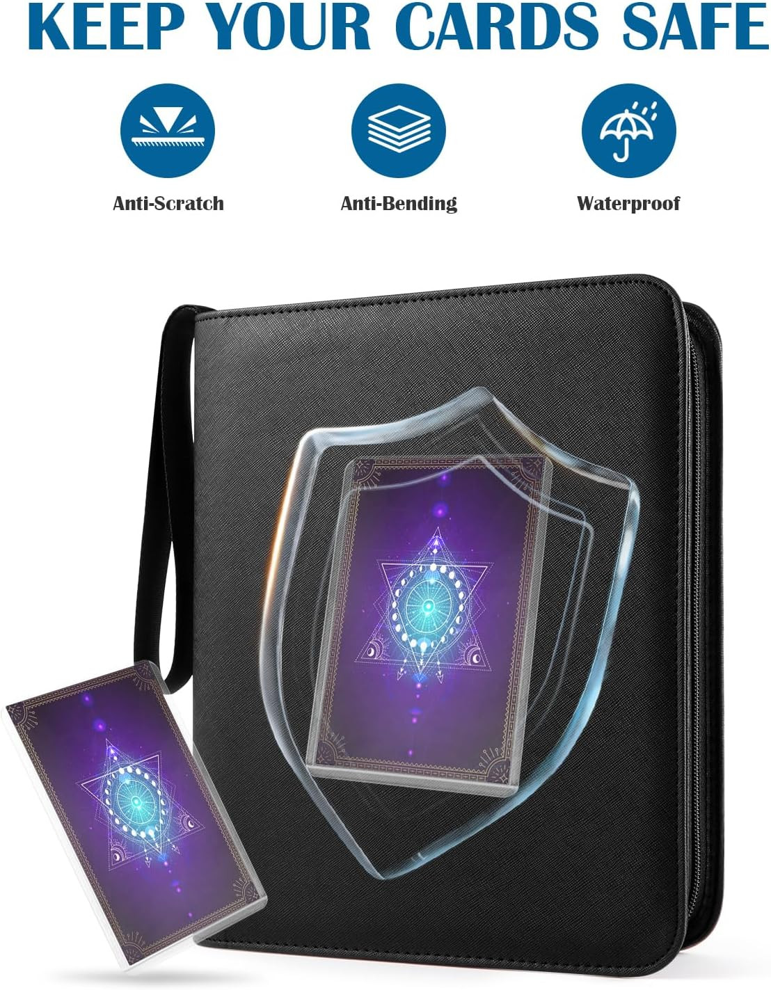 Top Loader Binder 4 Pocket for 144 Toploaders, Side Loading Toploader Binder for