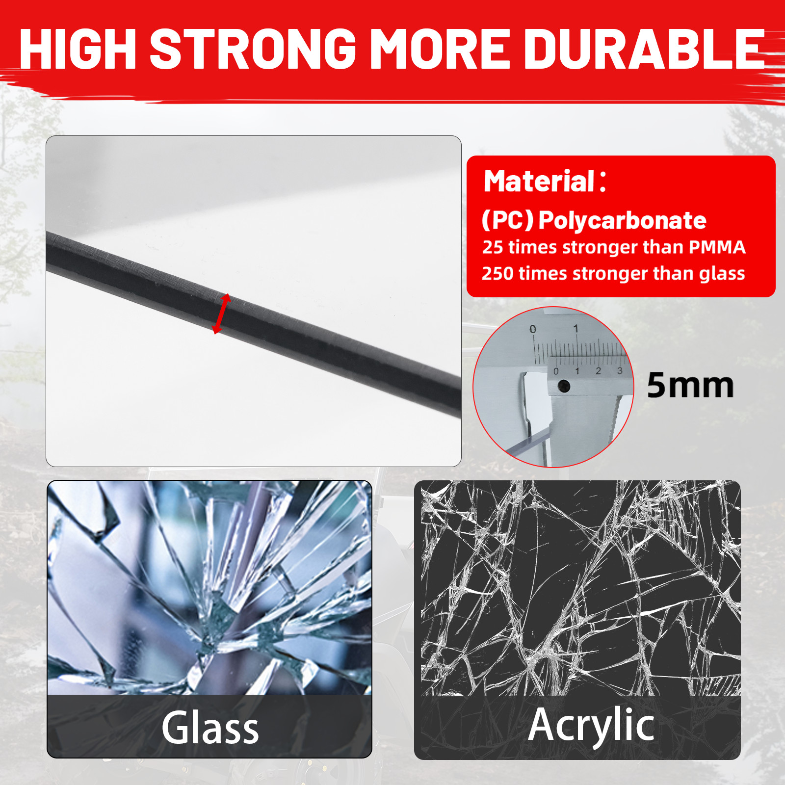 Vented Full Windshield Anti-Scratch For Kubota RTV400 RTV500 RTV520 all year