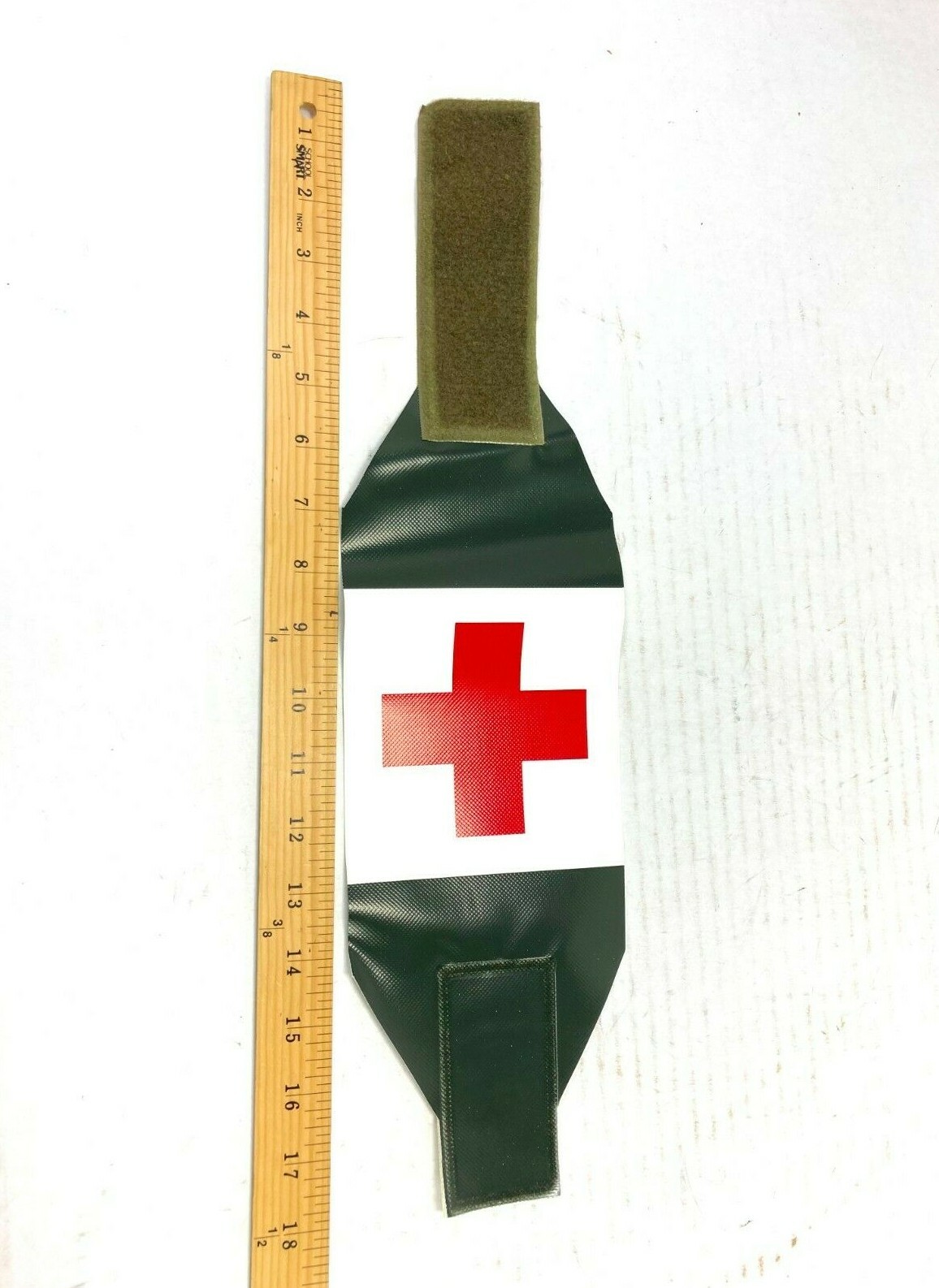 Swedish Medical Brassard Armband, Medic Band Reversable Green/White Vinyl