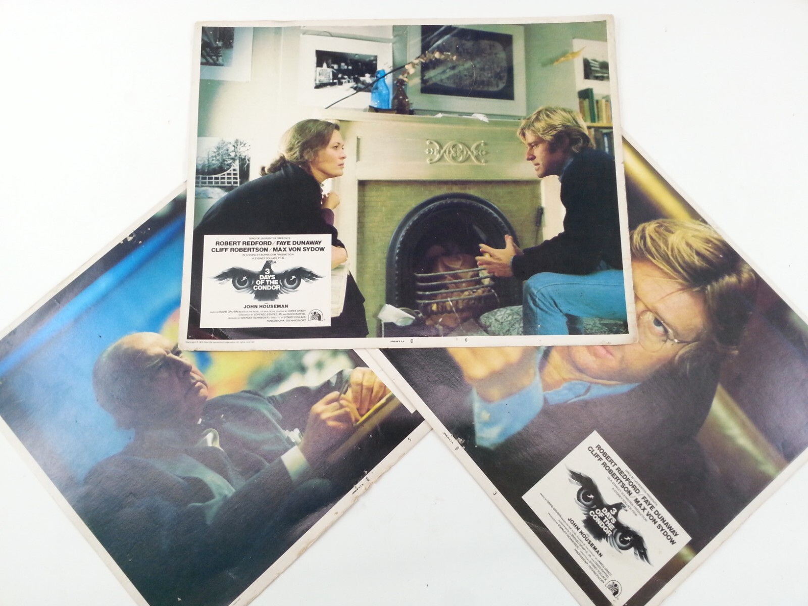 3 Pc Vintage 1975 3 Days Of The Condor Robert Redford Max Von Sydow Lobby Cards