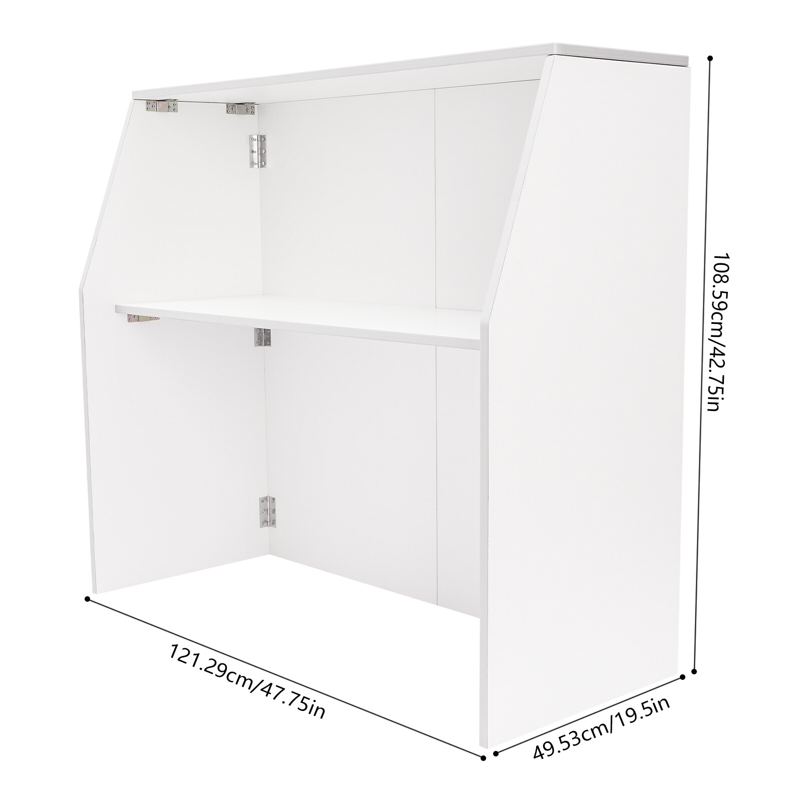 White Portable Event Bar Portable Bar Cabinet Foldable Bar 47.75*19.5*42.75in
