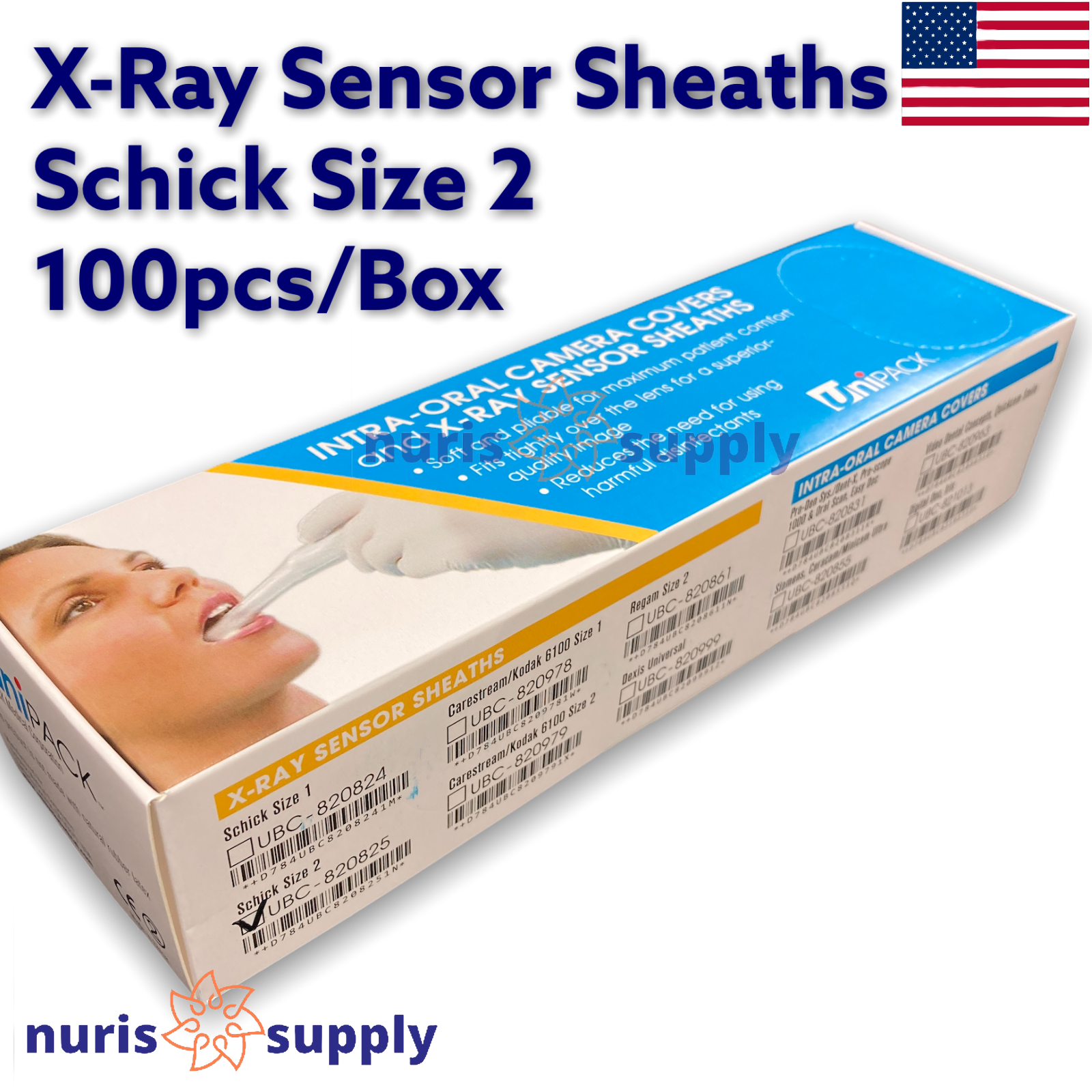 Digital X-ray Sensor Sheath Schick Size 2 Latex-Free 100pcs/Box