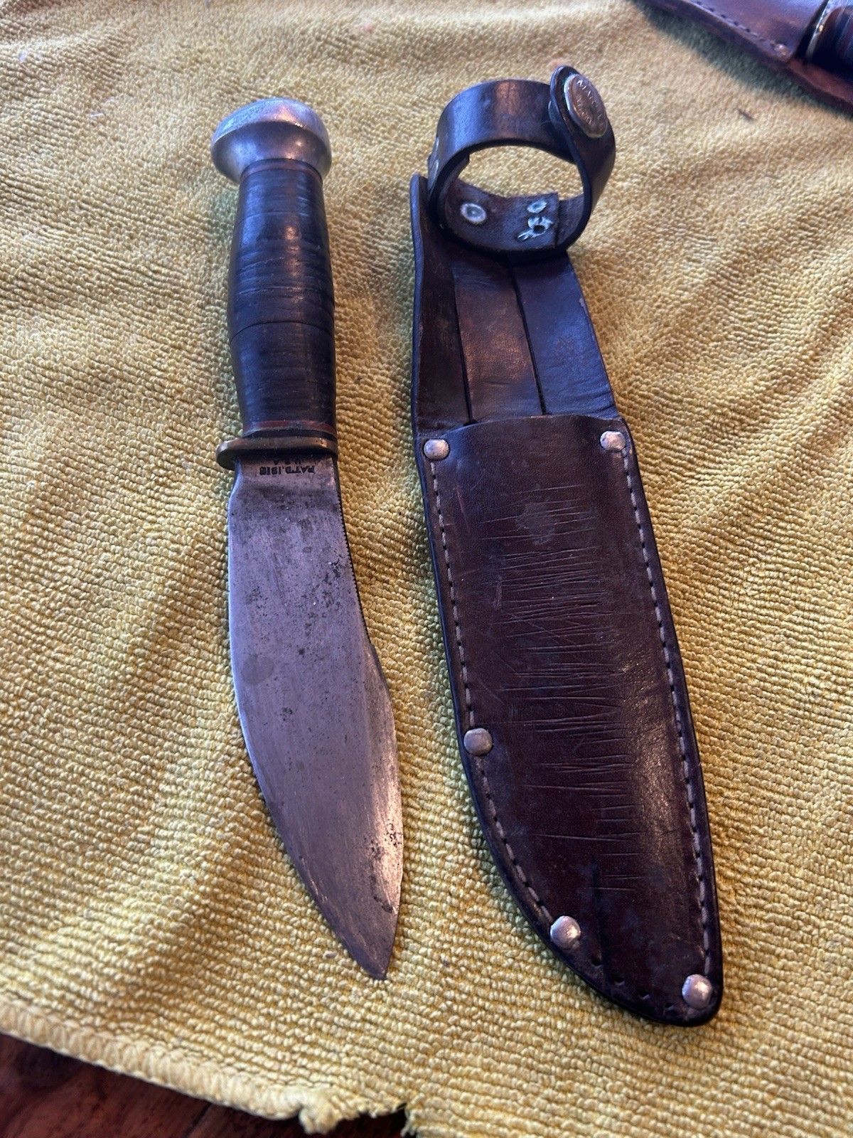 Marbles Gladstone Mich Woodcraft Pat 1915  Fixed Blade Knife W/Orig Sheath