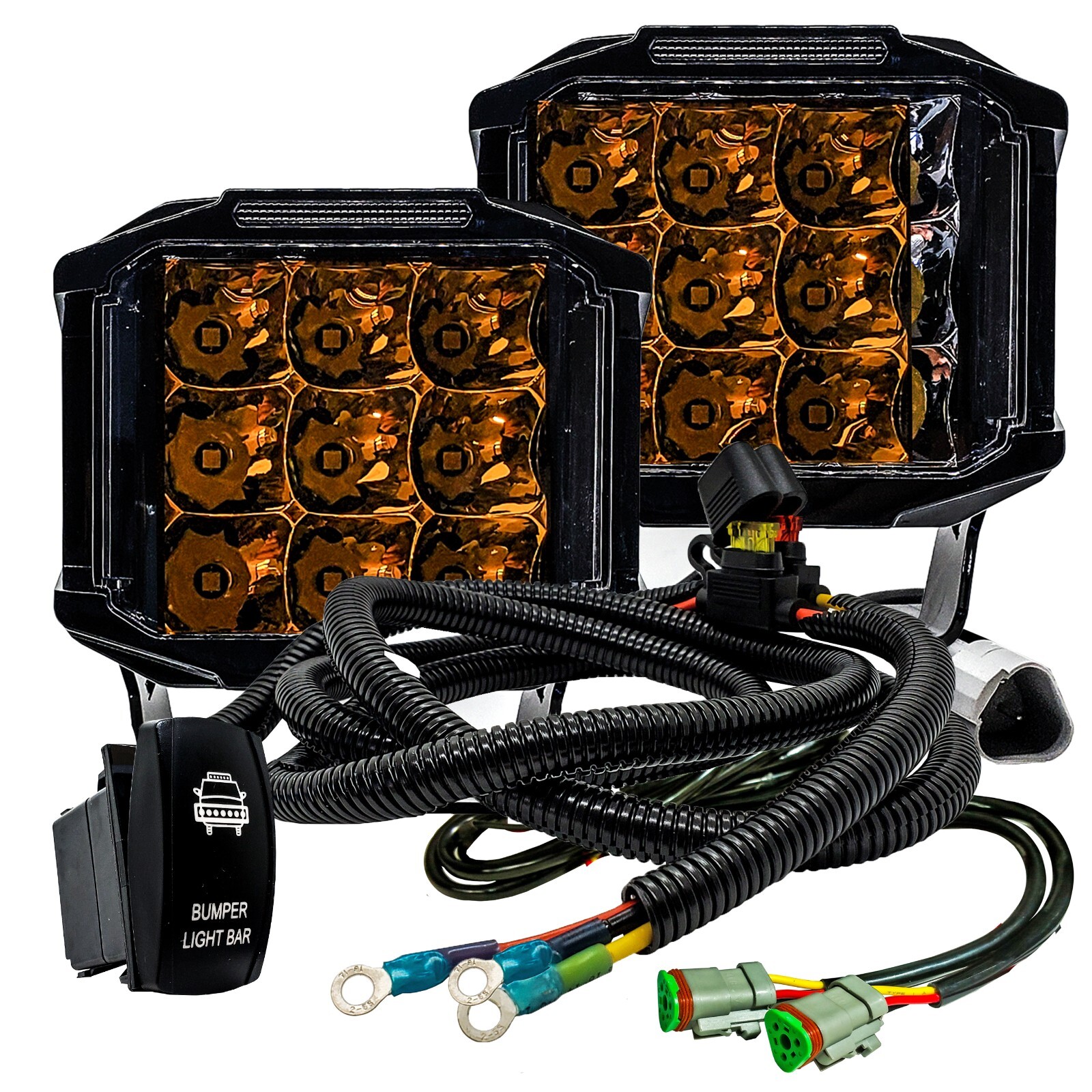 5" Side Emitting Amber LED Bumper Light Bar DRL + Wire Harness Kit for Can-Am X3