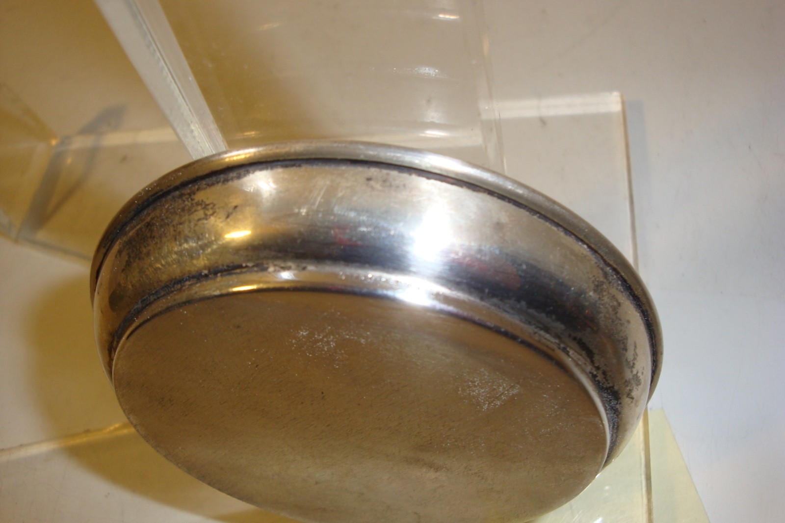 Vintage sterling silver drink coaster or butter pat monogrammed "R" 58 grams