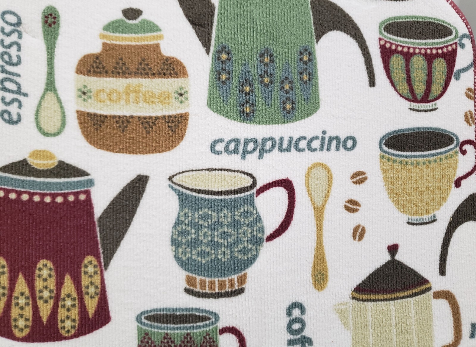 Printed Microfiber Dish Drying Mat (16"x19") COFFEE CUPS, SPOONS & TYPES, FC