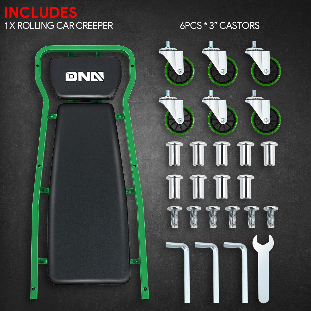 43" 2 IN 1 Mechanic 3-Level Adjustable Rolling Auto Garage/ Shop Creeper Green