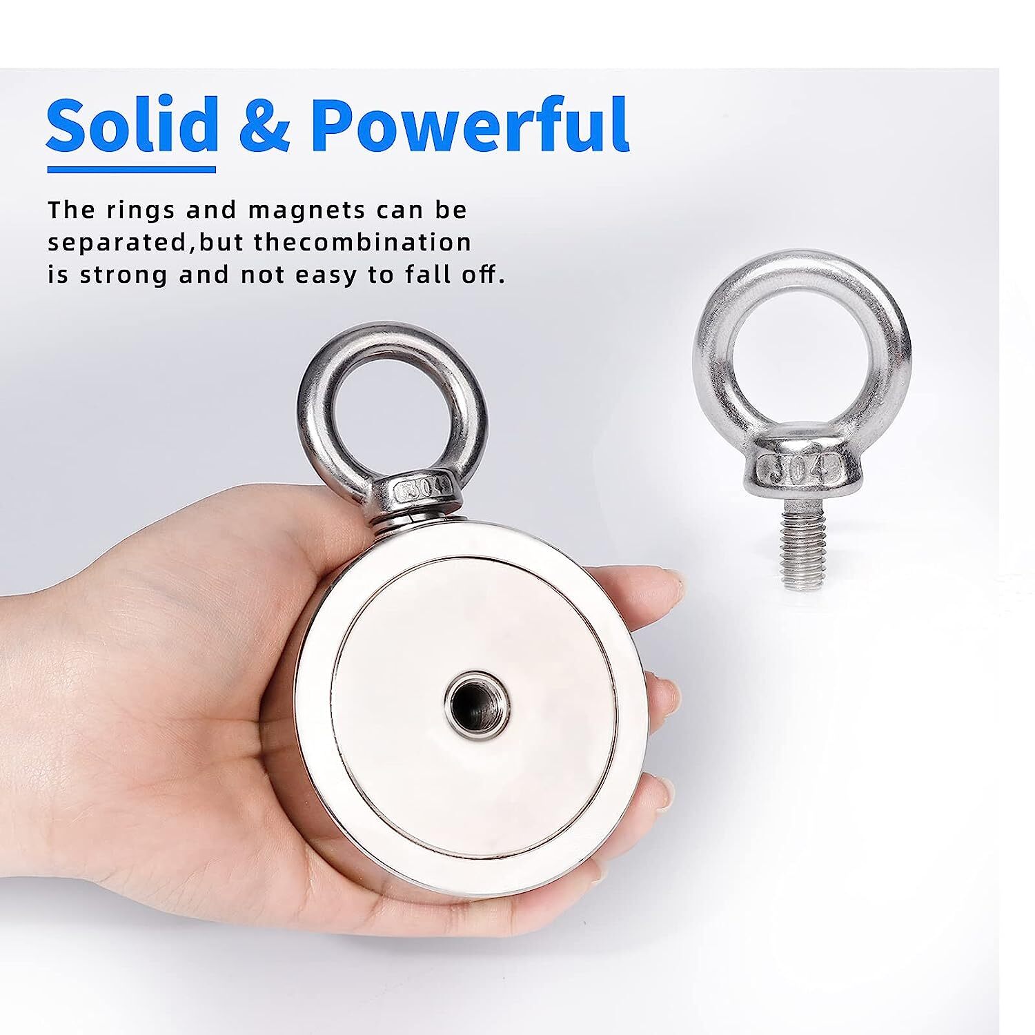 Fishing Magnet Kit Up to 1800 Lbs Pull Force Strong Neodymium + Carabiner + Rope