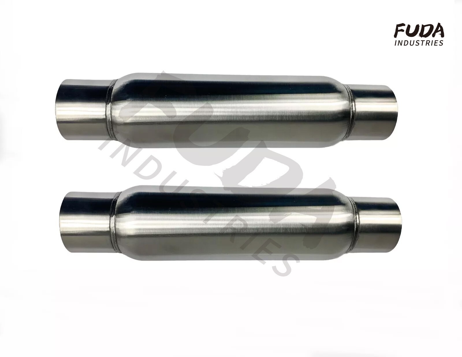 Pair 3" Inlet/Outlet 17" Length Performance Exhaust Mufflers - Resonator SS