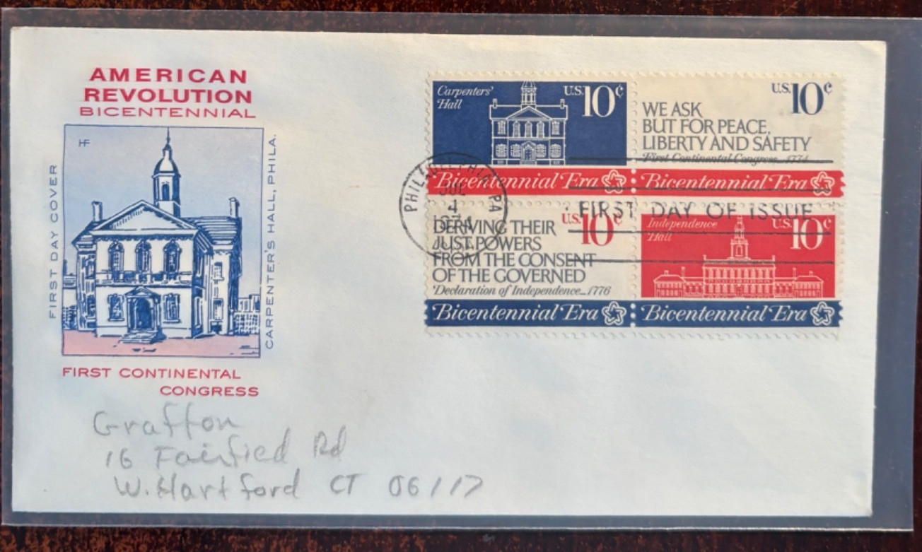 #1543-46 Continental Congress FDC, addressed, with House of Farnam cachet