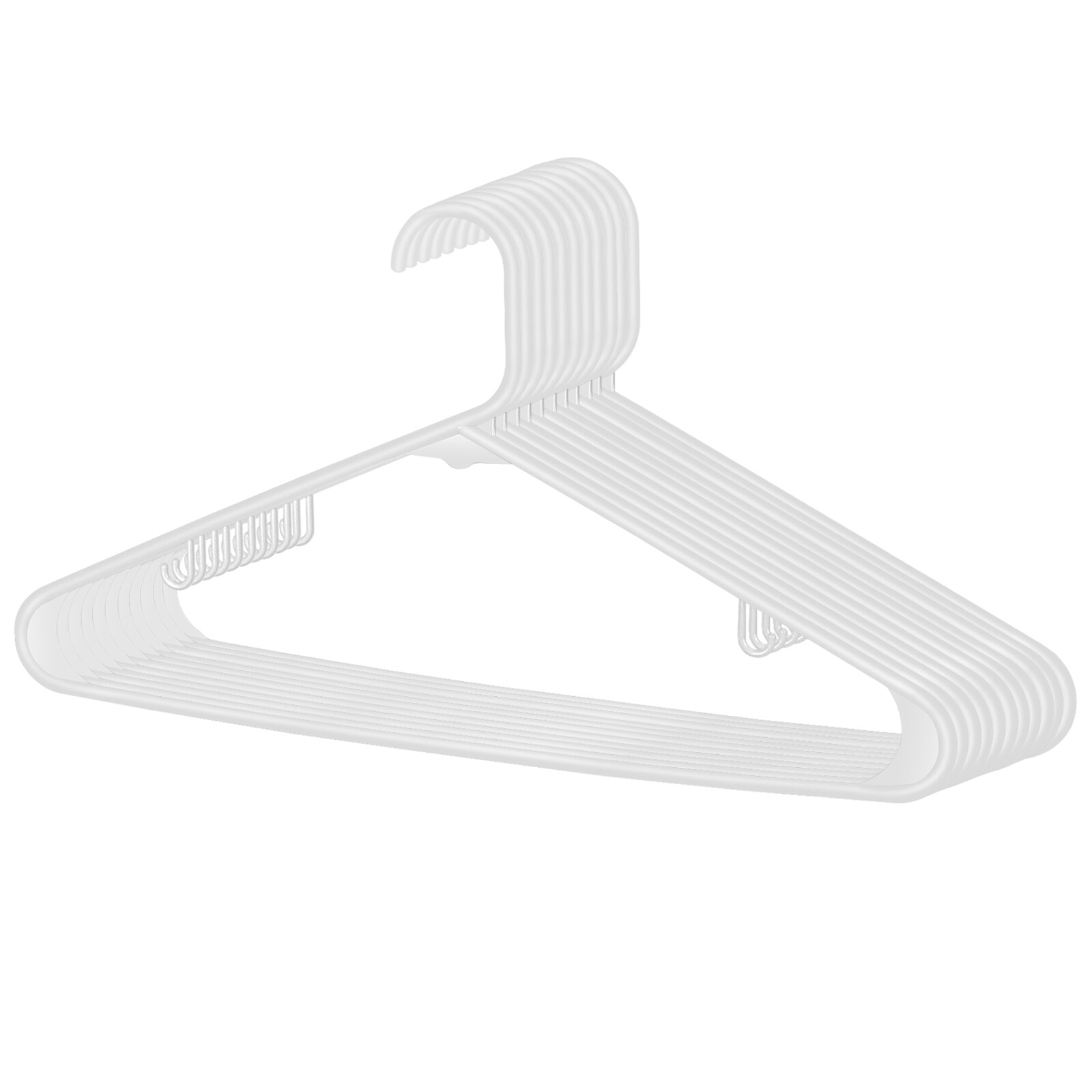 100 Pack Plastic Hangers Standard Thick Clothes Hangers with Double Hooks White