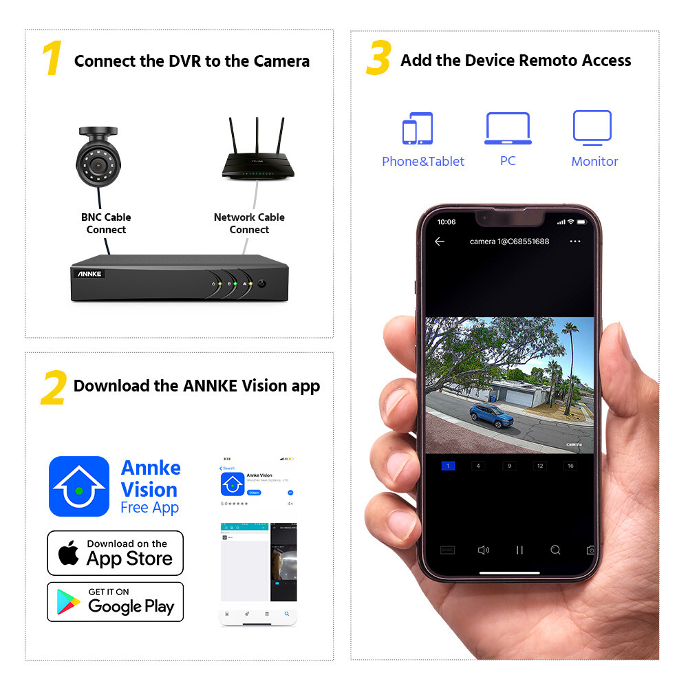 ANNKE 8CH 5MP Lite DVR 1080P CCTV Security Camera System Human Detection H.265+