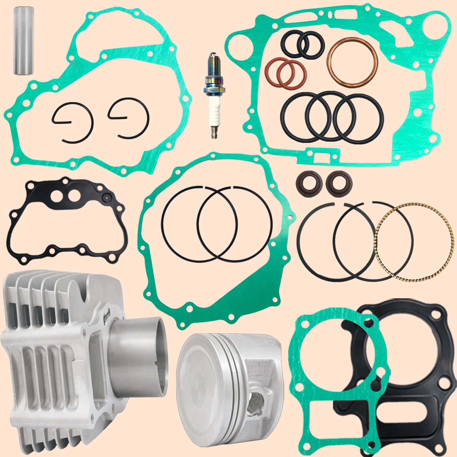 Cylinder Piston Gasket Top End Rebuild Kit for Honda Recon 250 TRX250 1997-2024