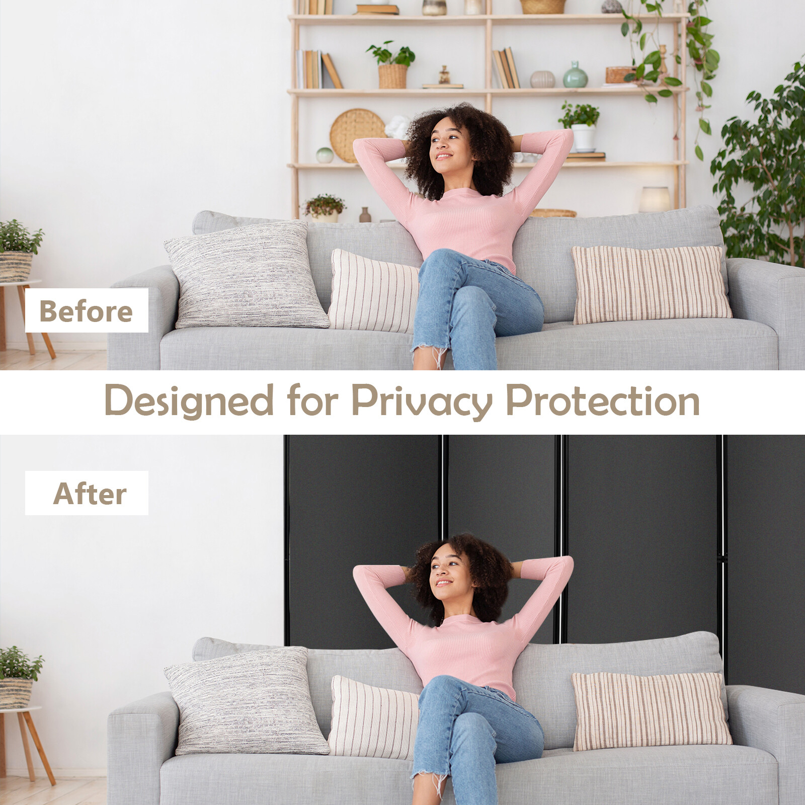 6-Panel Folding Room Divider 6FT Rolling Privacy Screen w/ Lockable Wheels Grey