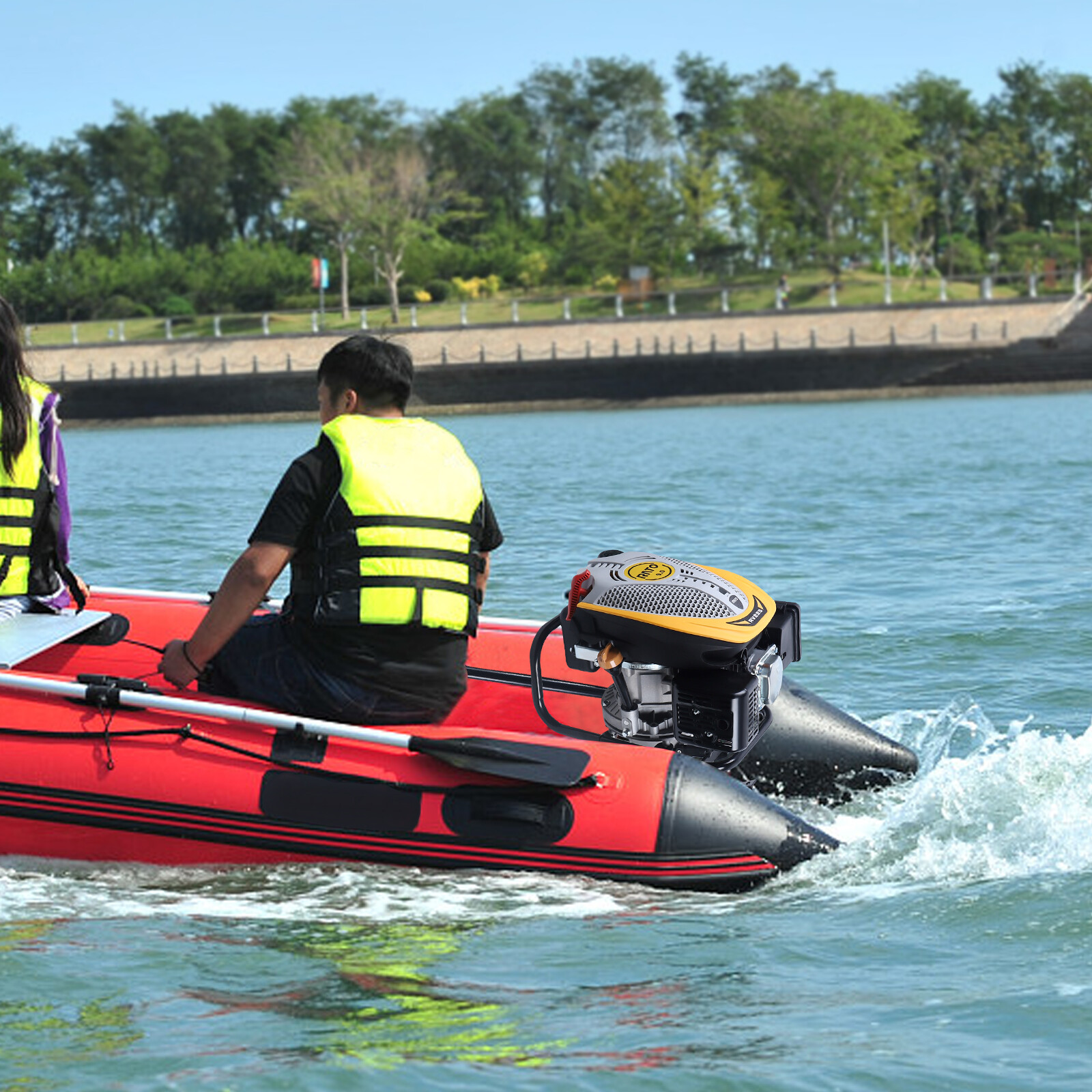 4-Stroke 9 HP Outboard Motor Gas powered Boat Engine With Air Cooling Heavy Duty