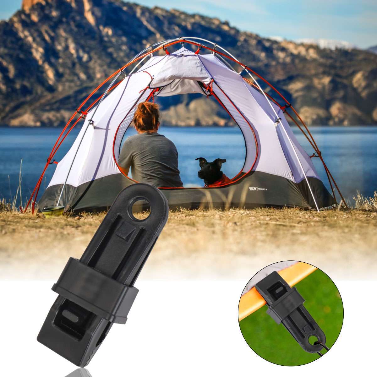 10/20 Adjustable Heavy Duty Lock Grip for Tarp & Shade Cloth Plastic Clips Black