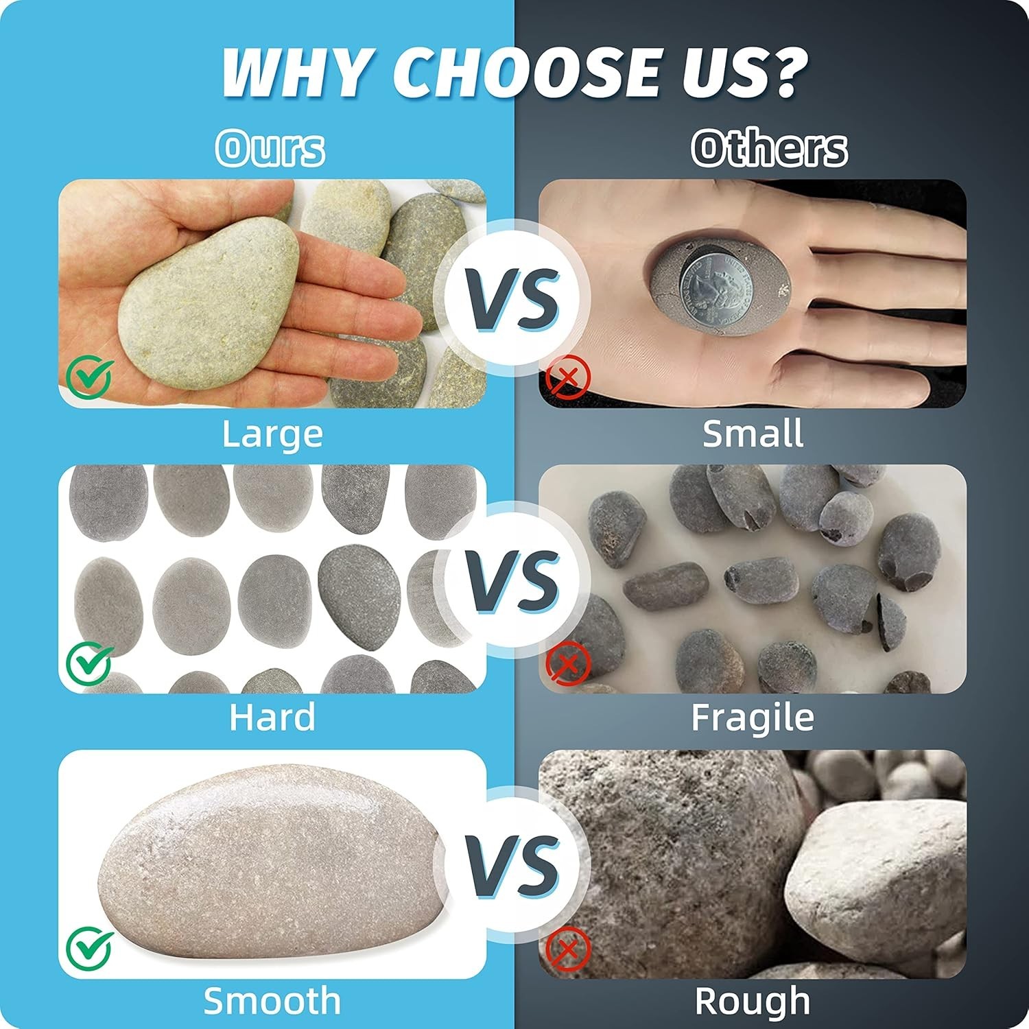 10 Pack Large Flat River Rocks 2-3 Inch Natural Stones for Painting Crafts