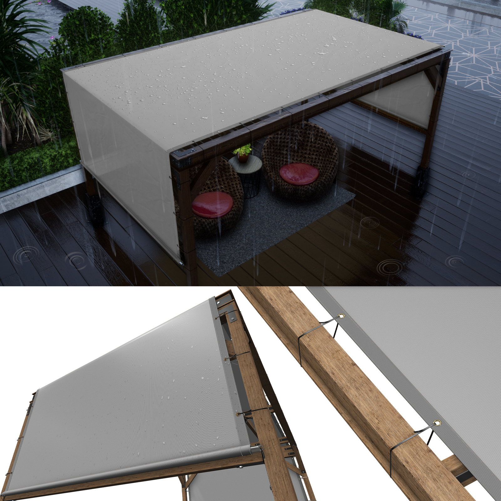 ColourTree Waterproof Pergola Sun Shade Replacement Canopy