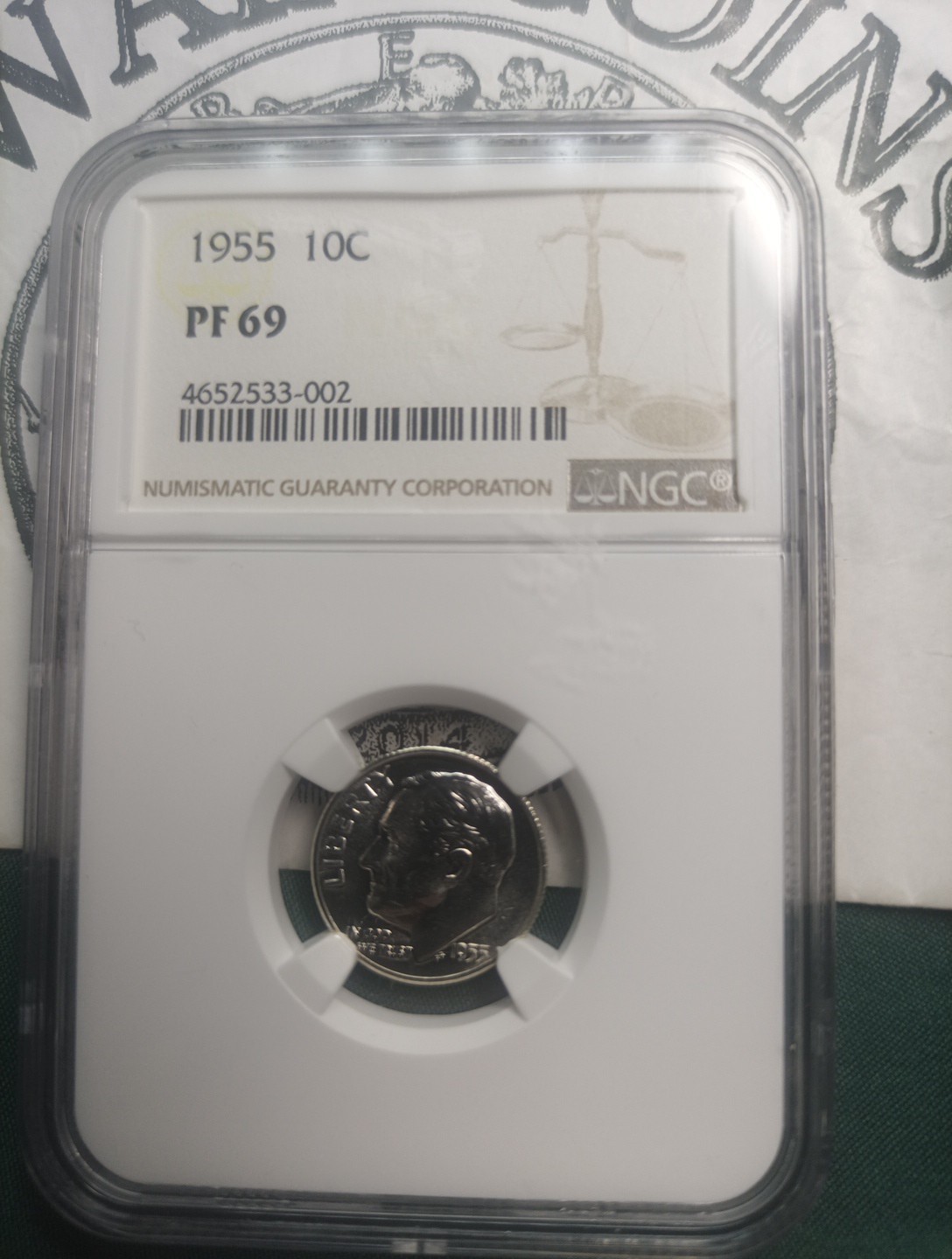 1955 10C Roosevelt Dime NGC PF 69 CAMEO E100