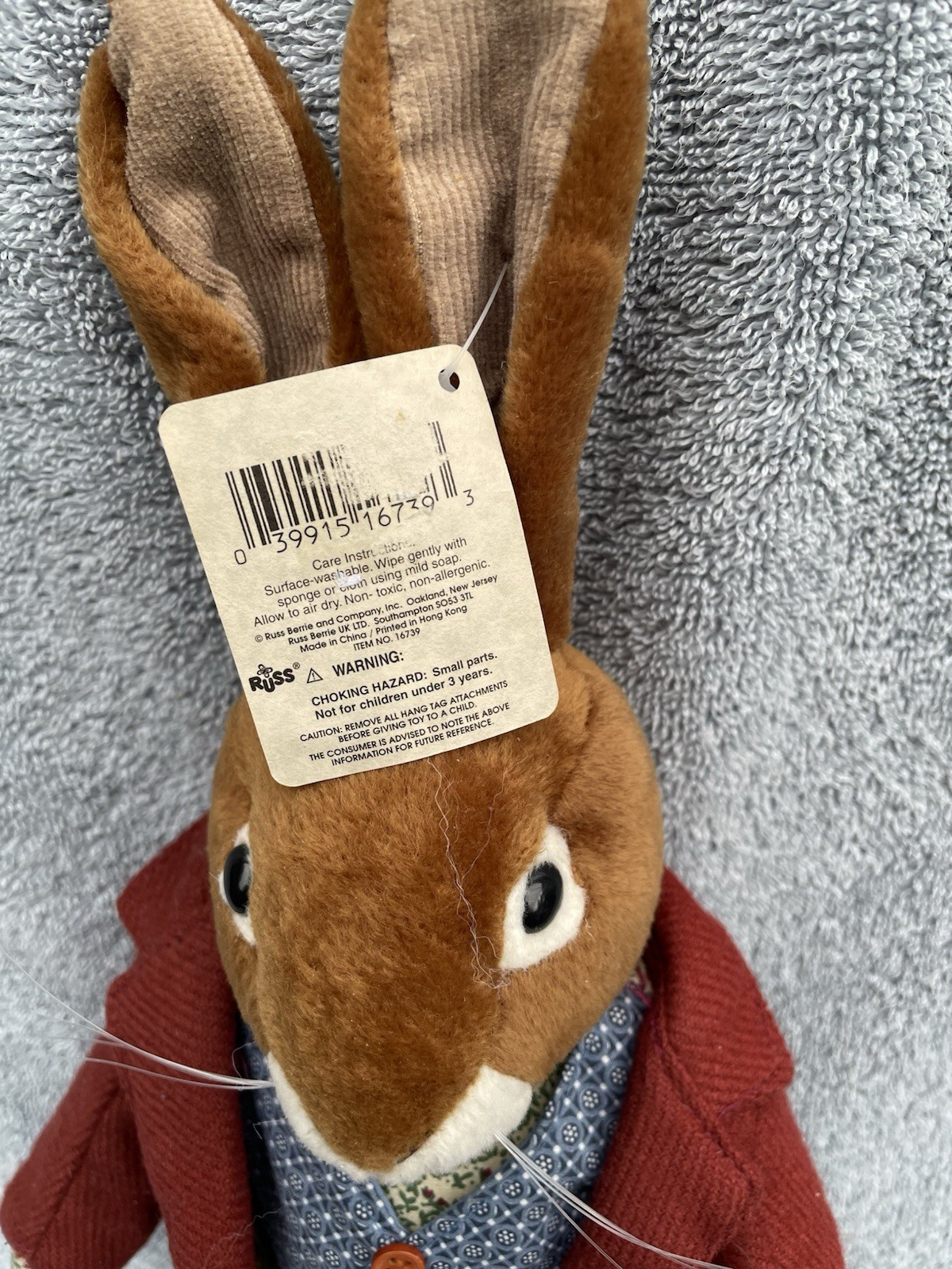 Russ Carlton Bunny Rabbit Toy Plush Animal Vintage NWT Fully Dressed Adorable