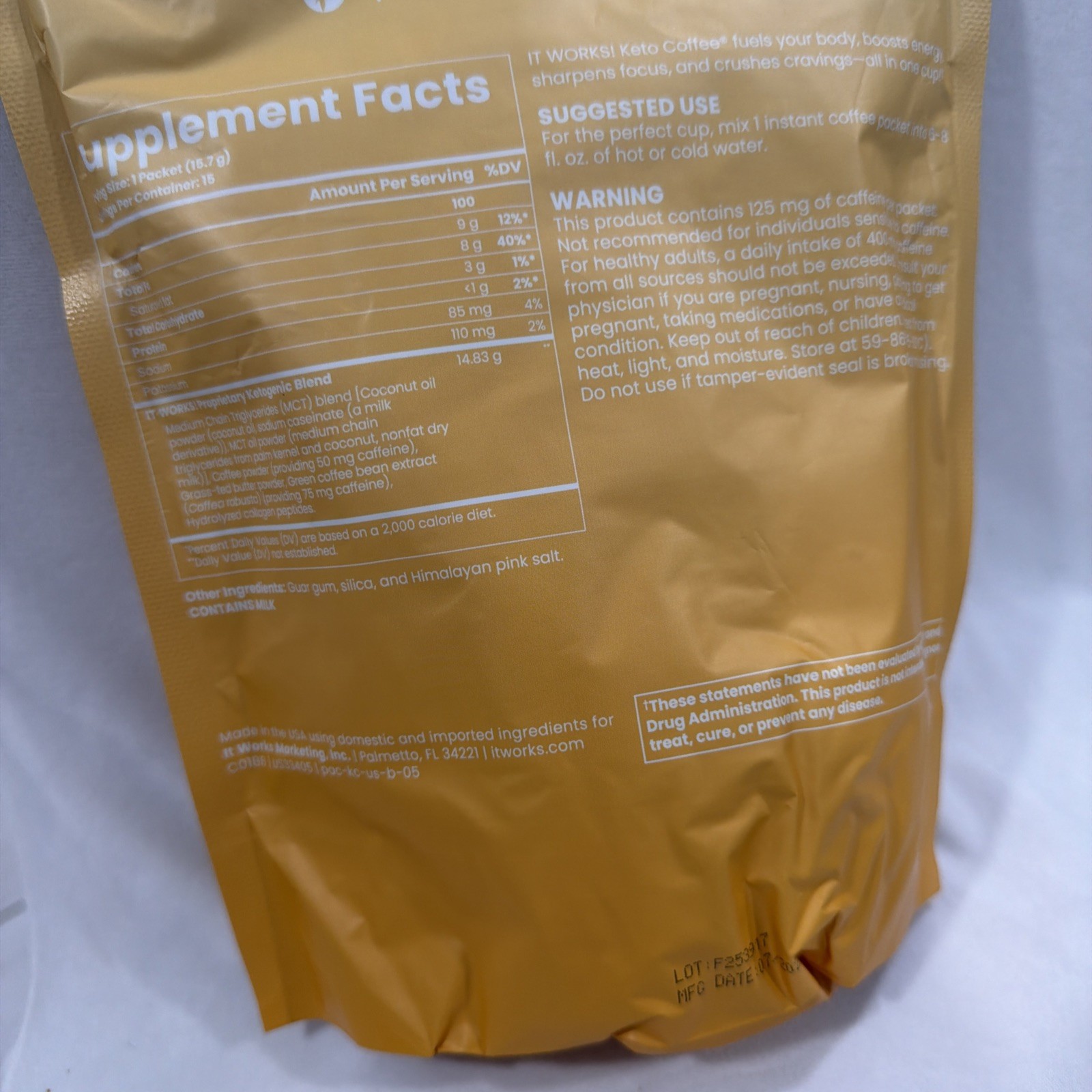 It Works! Keto Coffee- NEW Bag- Presentation, packaging same coffee Exp 2027