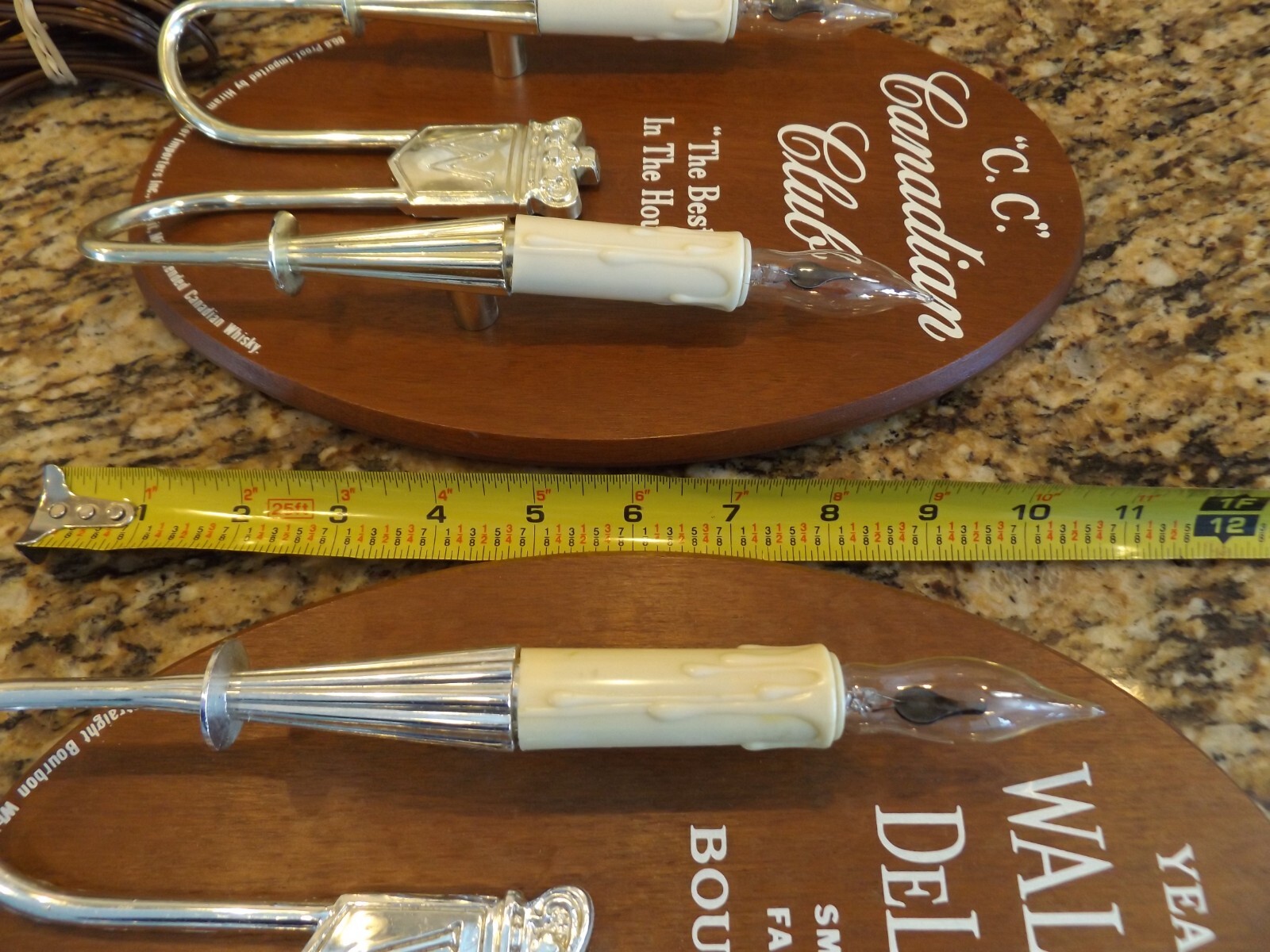 PAIR OF VINTAGE WALKER'S DELUXE BOURBON CANADIAN CLUB WHISKEY WALL SCONCE LIGHTS