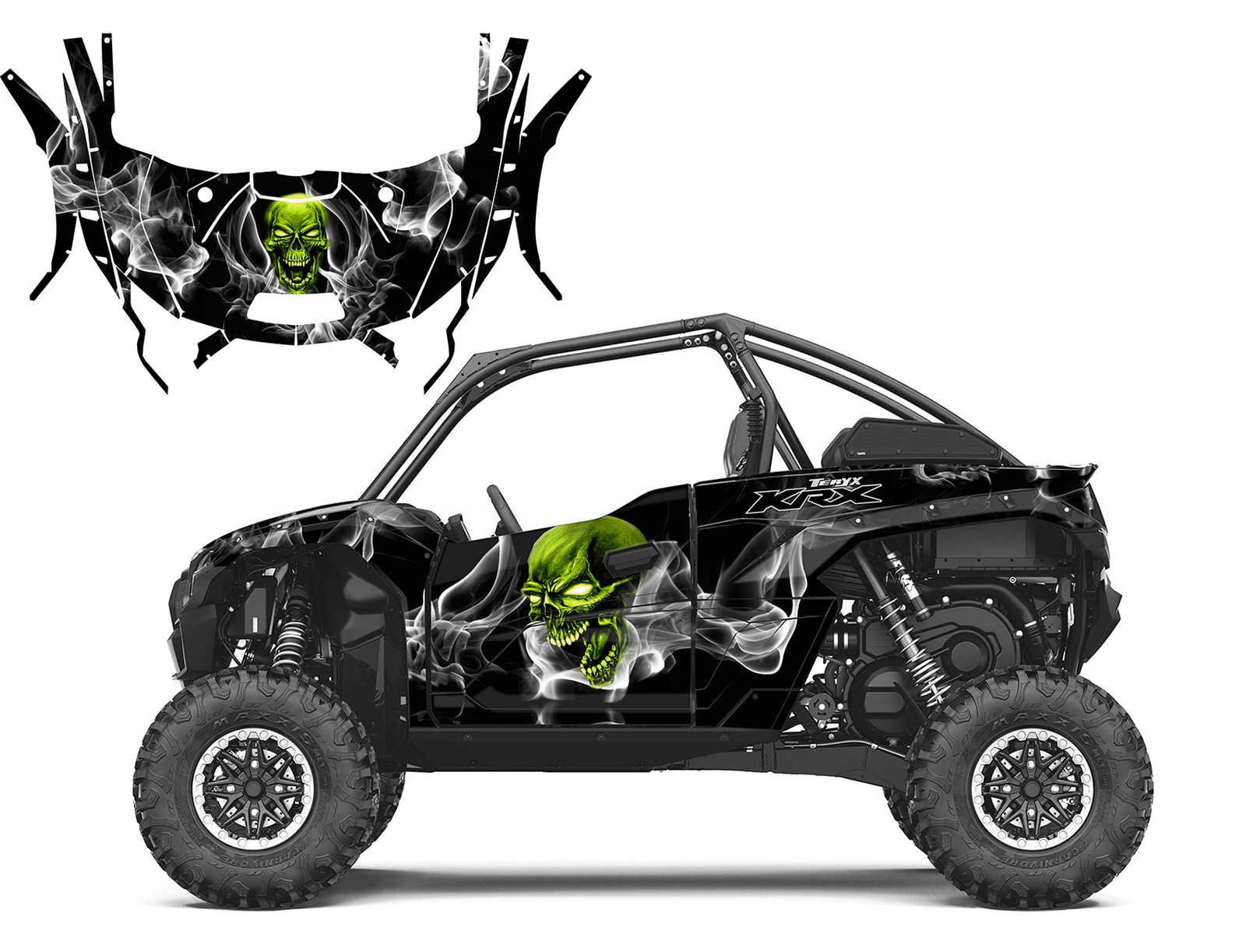 Custom graphic decal kit for Kawasaki KRX 1000 Design #6660 Smokey Skull