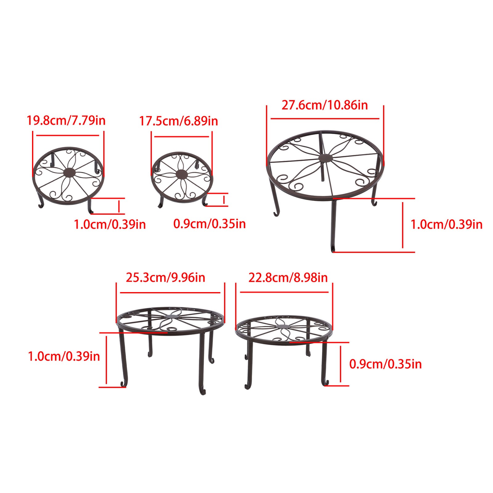 Metal Plant Stand Heavy Duty Flower Pot Stands For Outdoor Indoor Plants 5 Pack