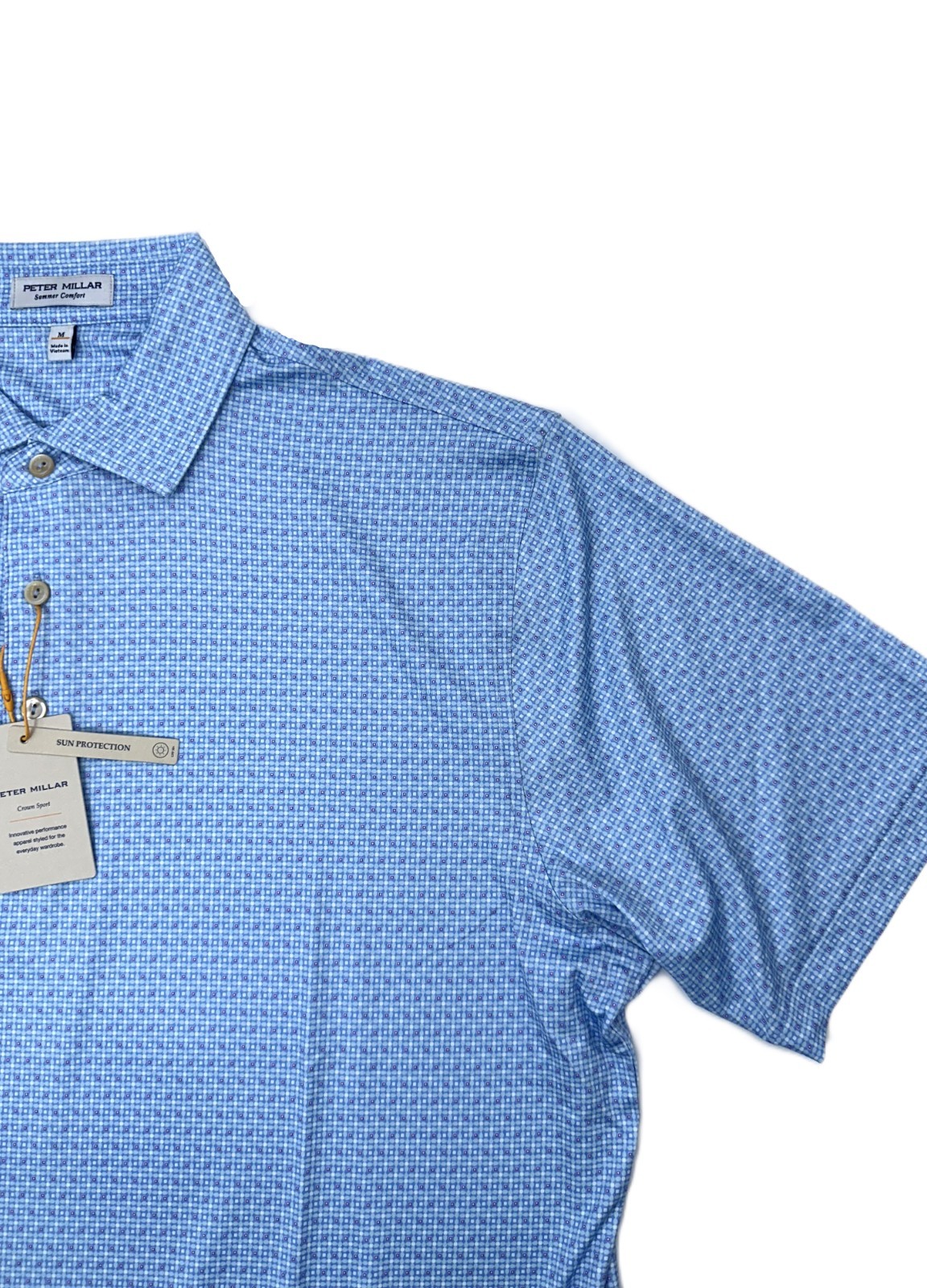 $115 Peter Millar Men's Alta Performance Jersey Polo-Classic Blue-Medium - New
