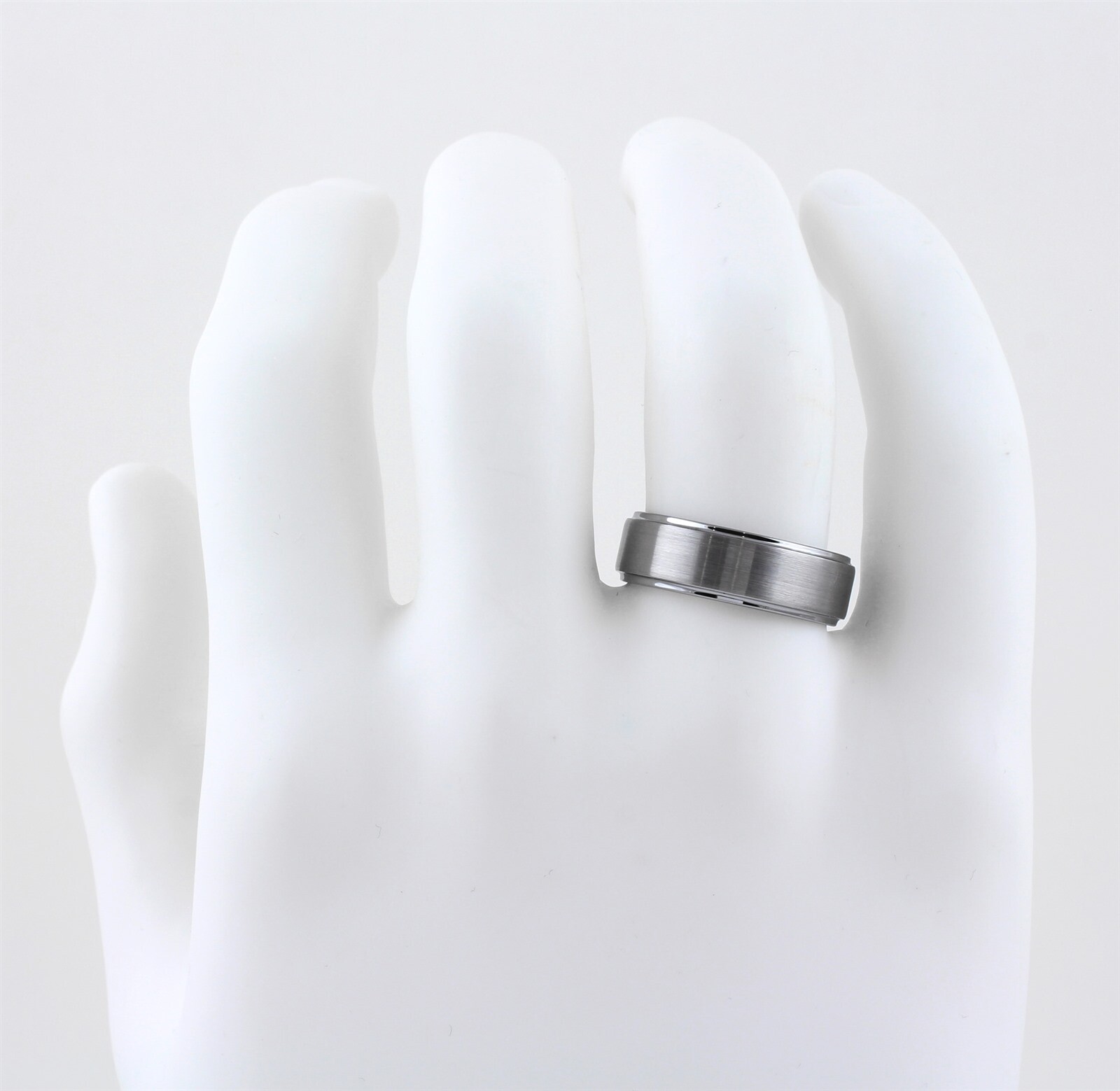 Engraved 6/8mm Tungsten Men's Ring Brushed Step Edge Wedding Band