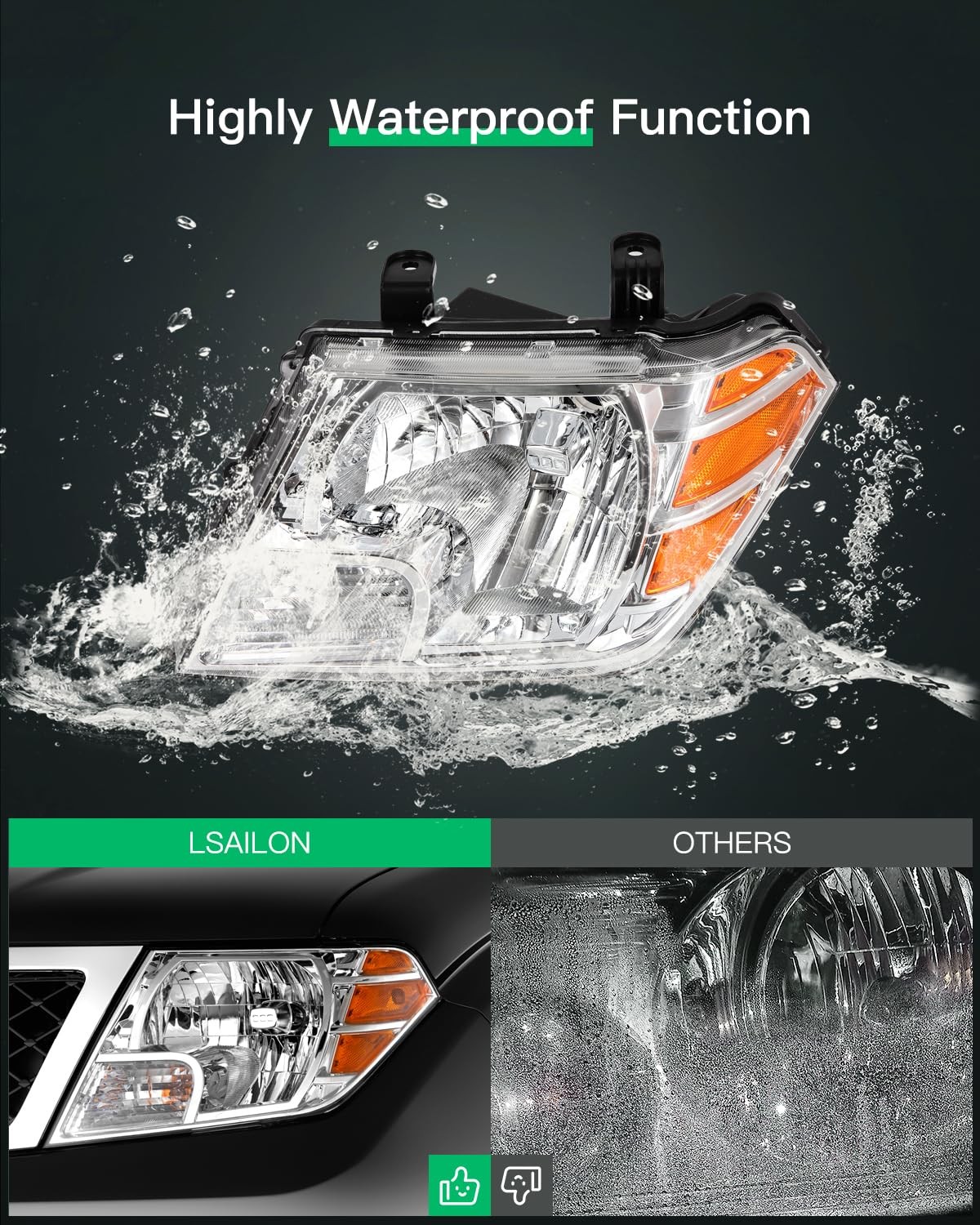 Headlight Assembly Replacement Fit 2009-2019 for Nissan Frontier Headlamp