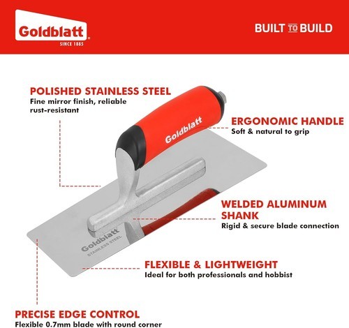 Goldblatt 3 Pieces Venetian Plaster Finishing Trowel Set with Soft Grip Handle