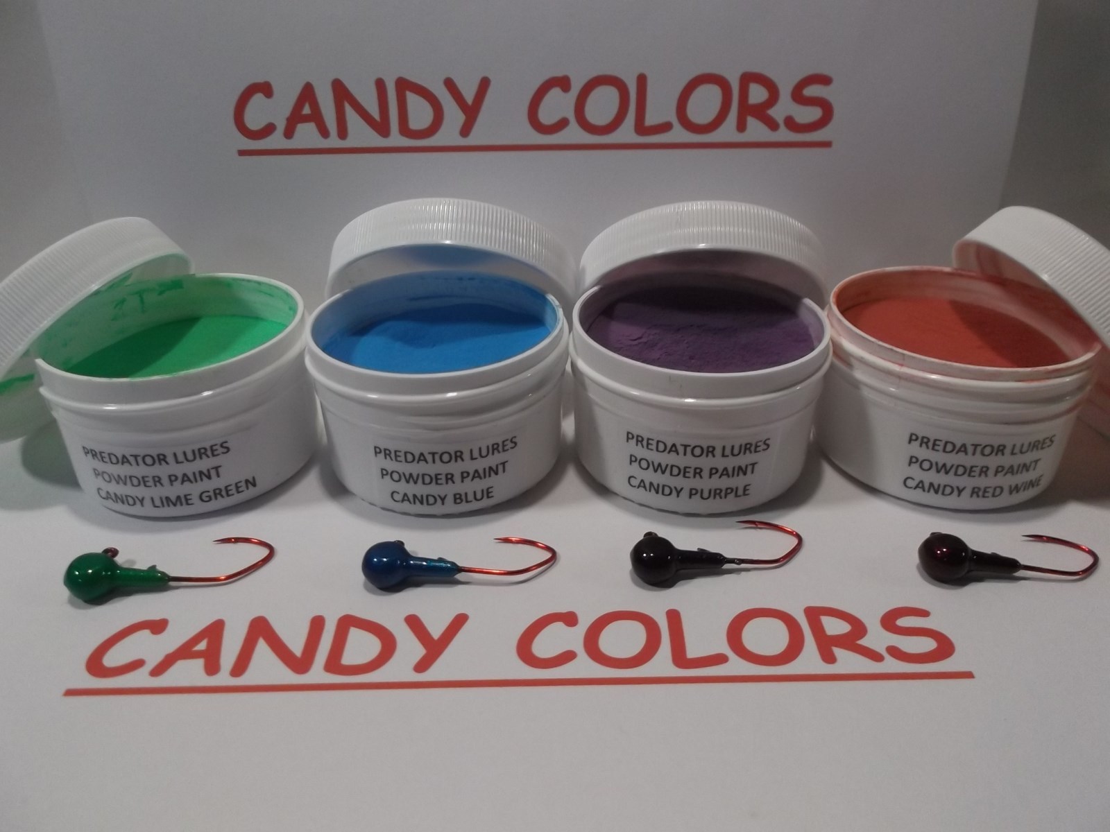 JIG HEAD FISHING LURE 1 Oz POWDER PAINT IN 1 OZ WIDE MOUTH JARS Jigs