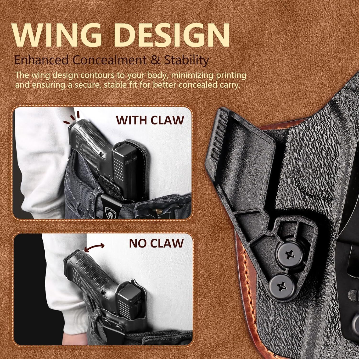 IWB Hybrid Holster For Glock 17/19/22/23 Gen 3-5,Glock 31/32 Gen3-4,G19X/44/45