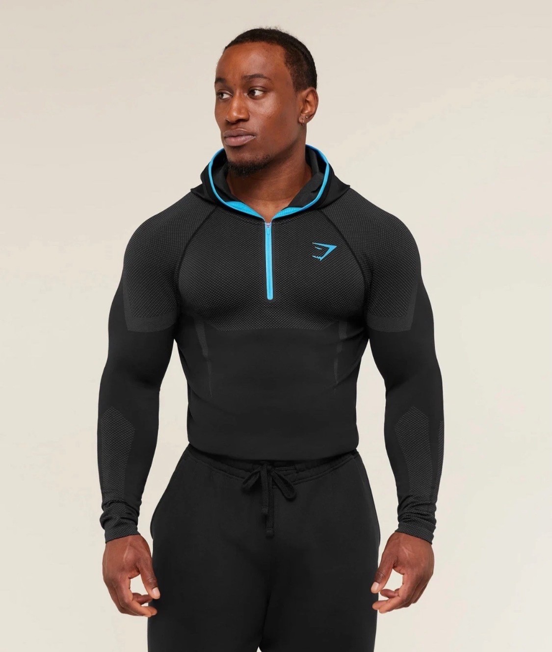 Gymshark Onyx 5.0 Seamless Hoodie - Black/Onyx Grey- IN HAND