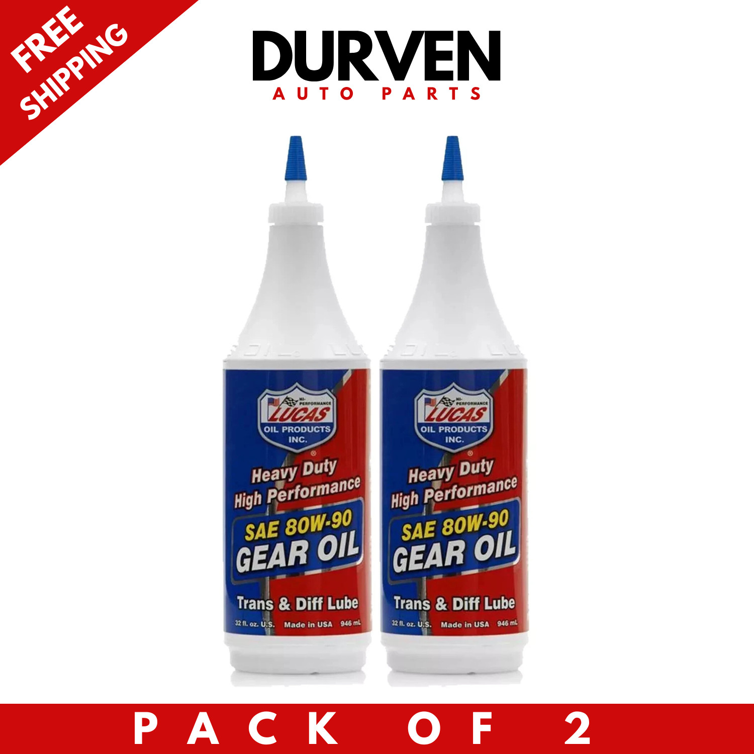 Lucas Oil 10043 Heavy Duty 80W-90 Gear Oil Transmission Differential (2 Quarts)