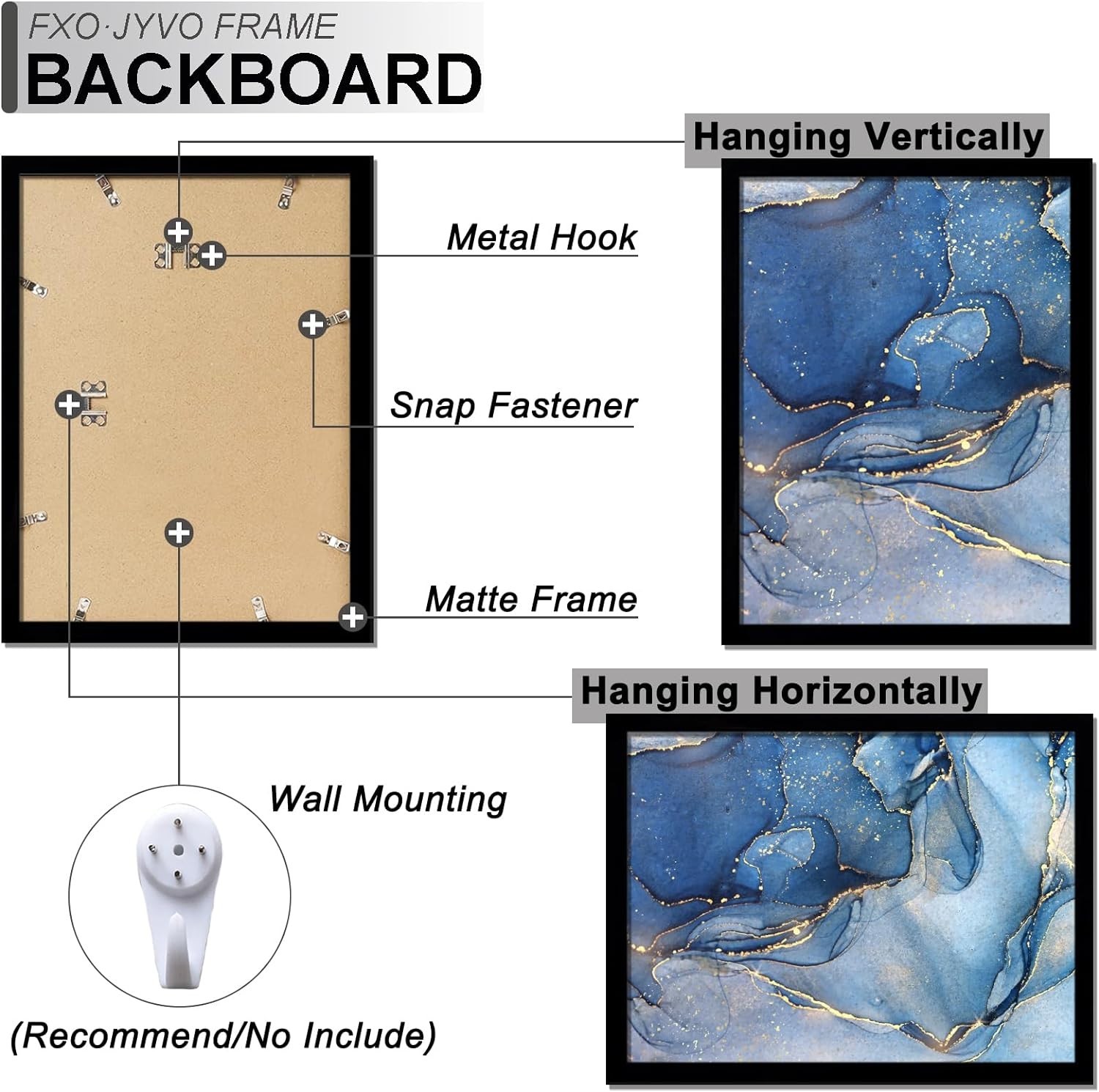14x22 Picture Frame Set of 3, Black Frame for 14 x 22 Inch Picture Poster Pho...